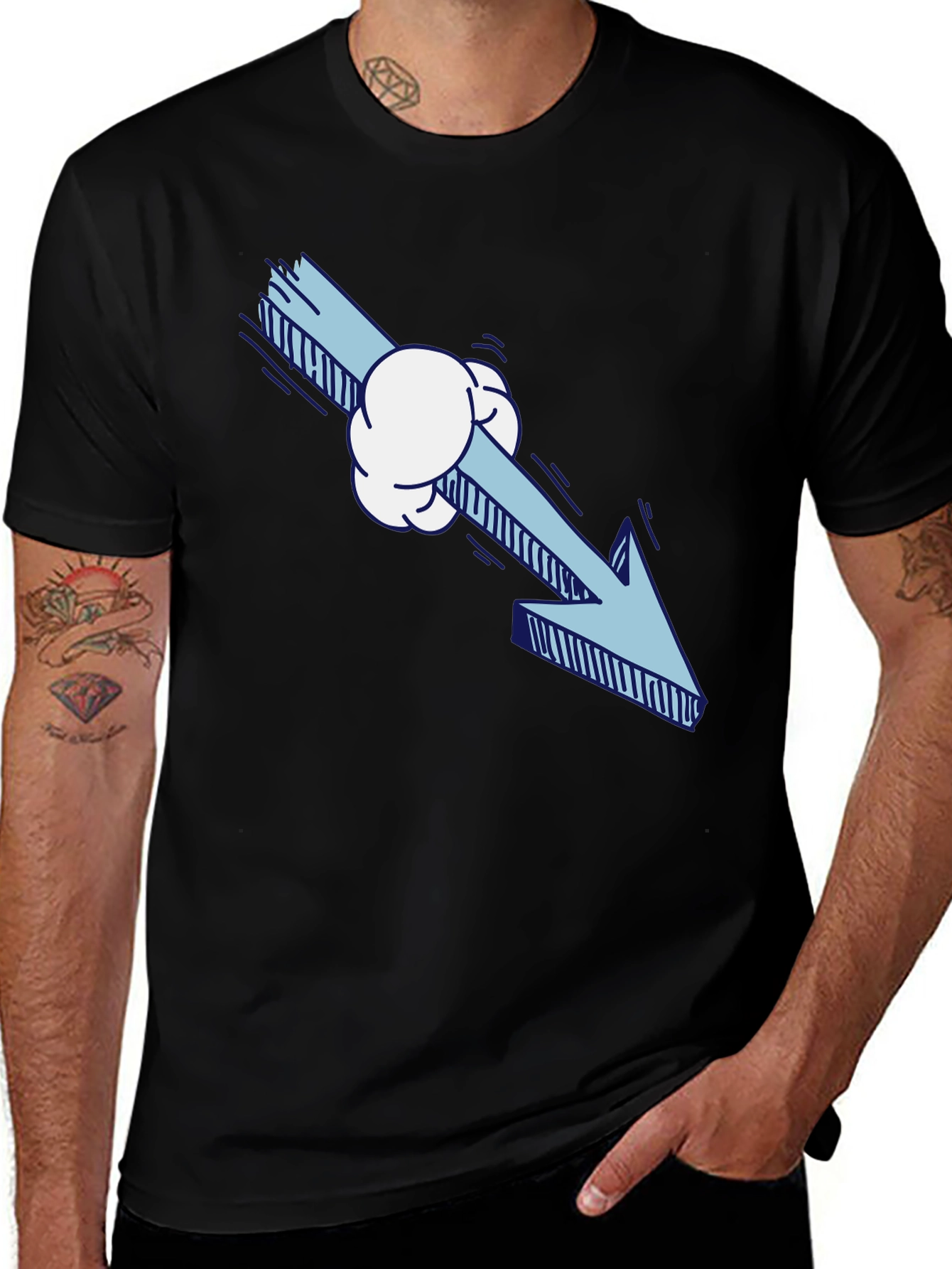 Variant 29 of Comic Style Downward Arrow Graphic Tee