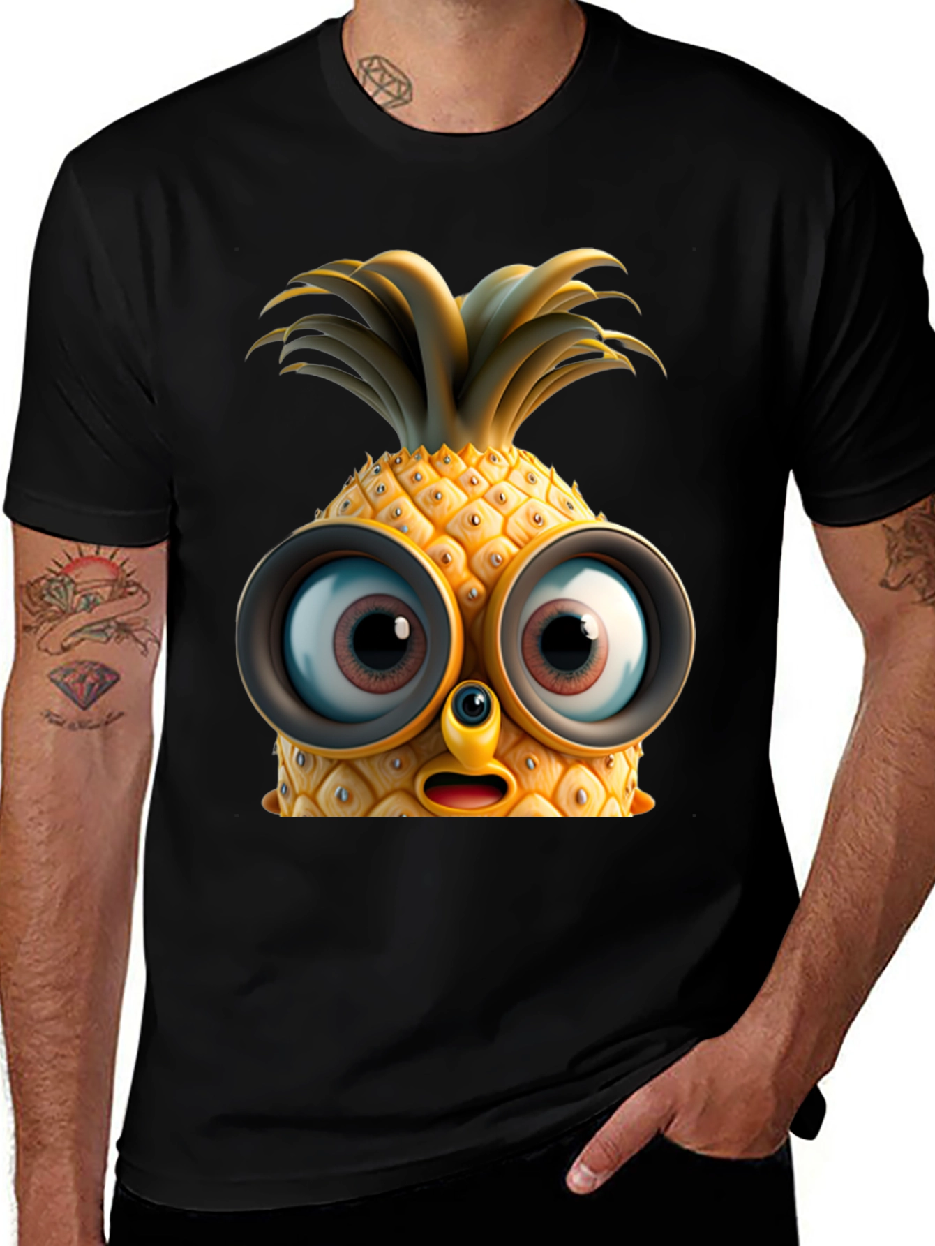 Variant 15 of Funny Pineapple Face Graphic T-Shirt