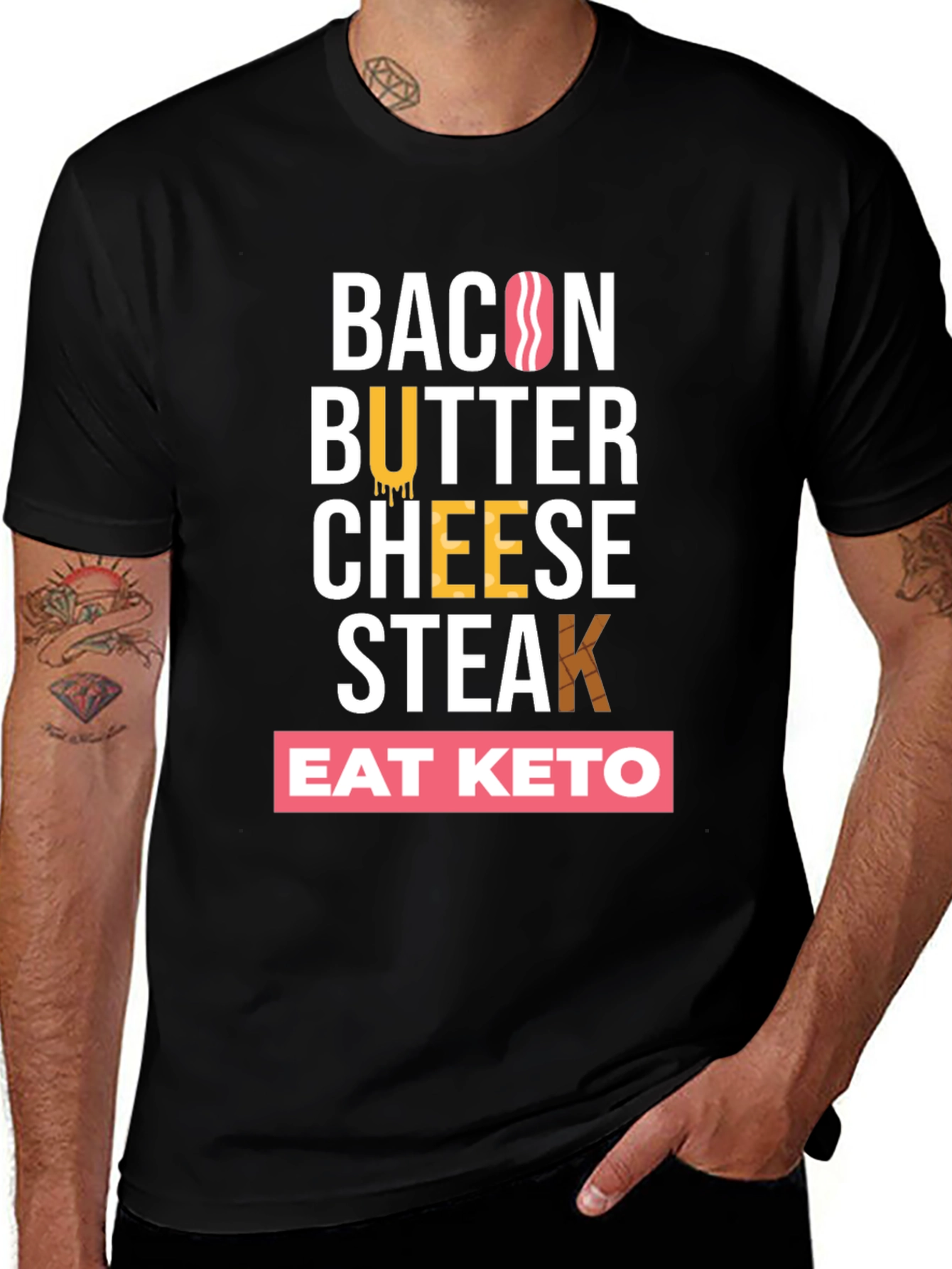 Variant 21 of Eat Keto Bacon Butter Cheese Steak T-Shirt