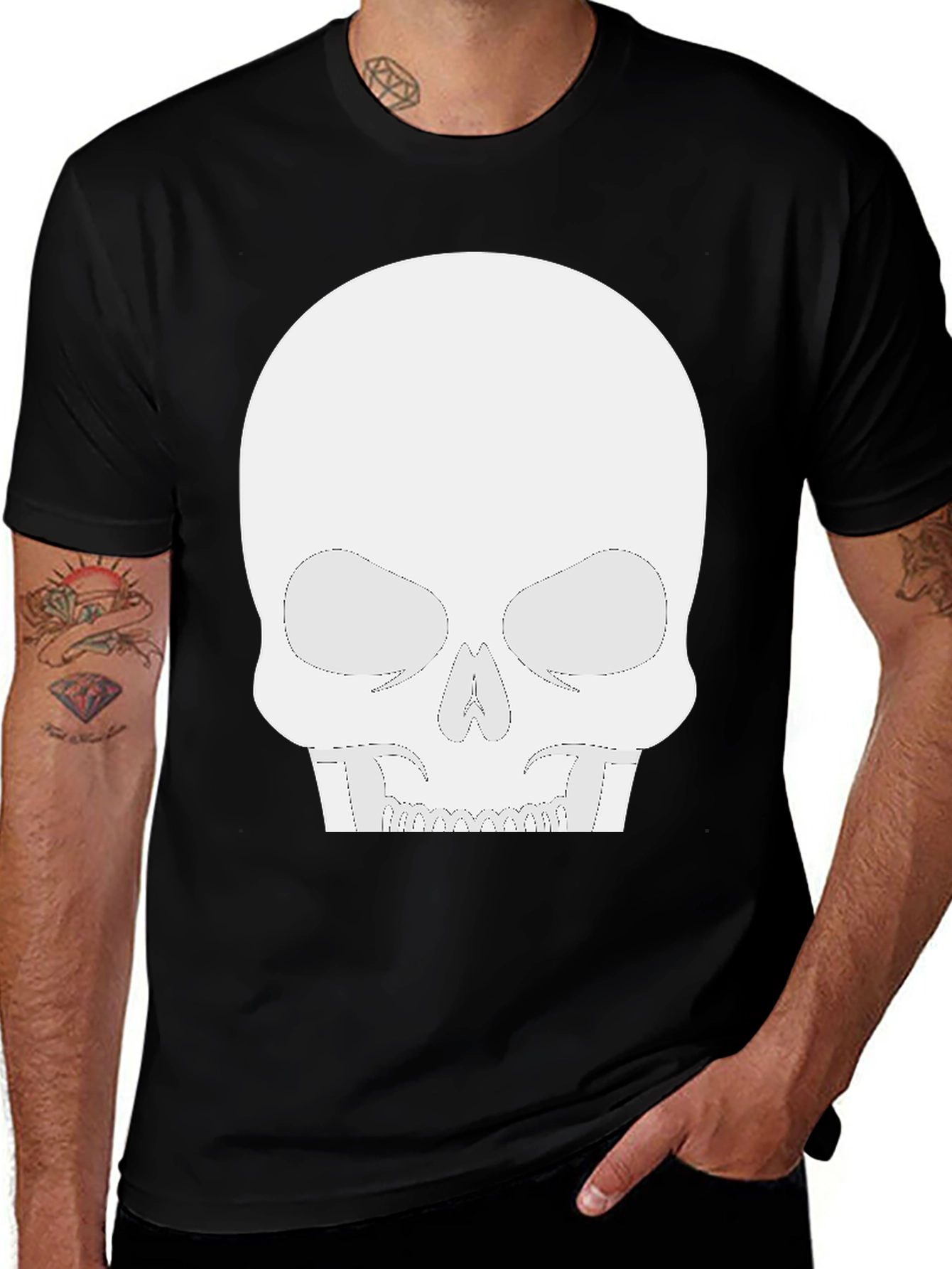 Variant 18 of Skull Graphic Tee - Black Crew Neck T-Shirt