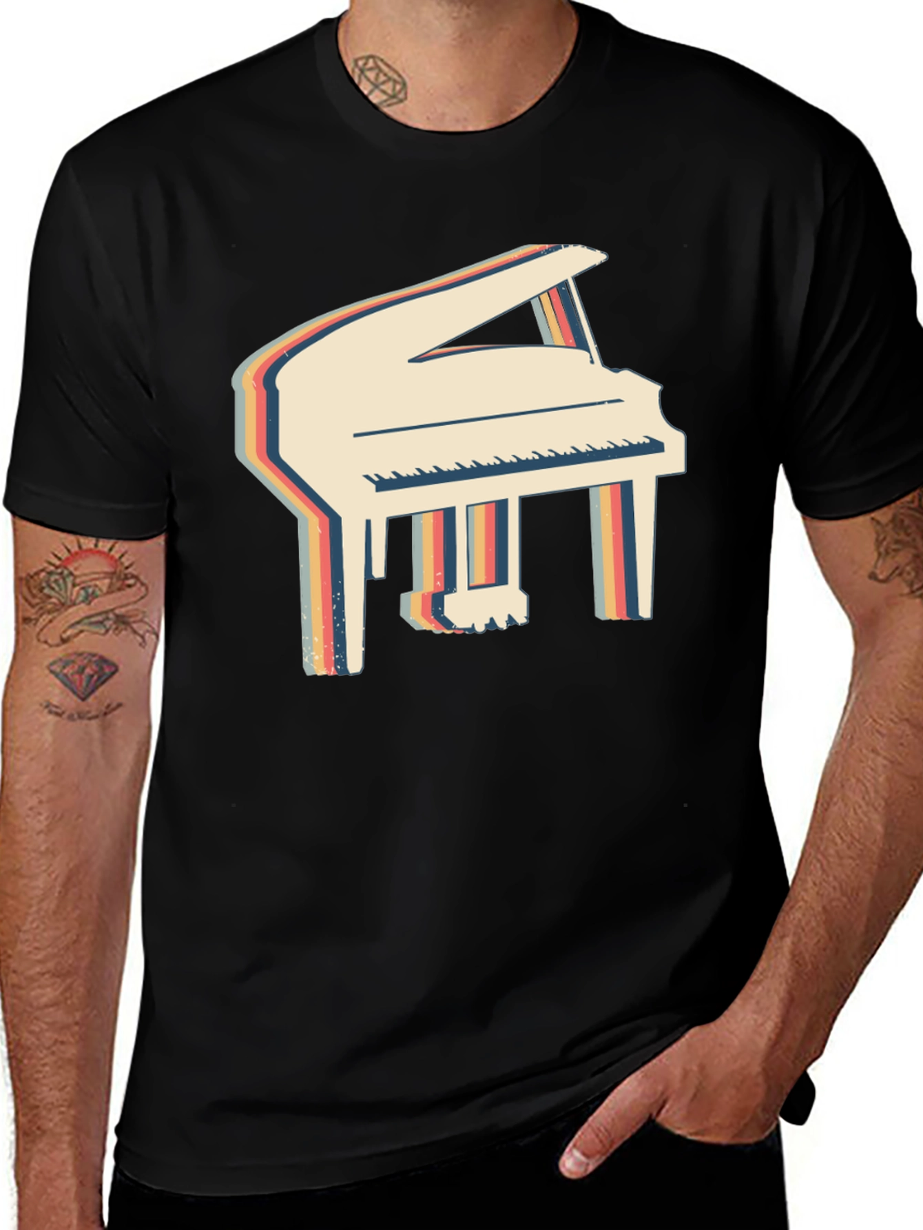 Variant 12 of Retro Piano Graphic Tee - Cool Music Lover Shirt