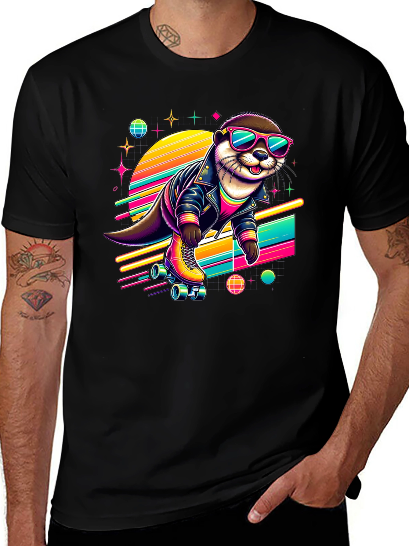 Retro Otter Roller Skating Graphic Tee