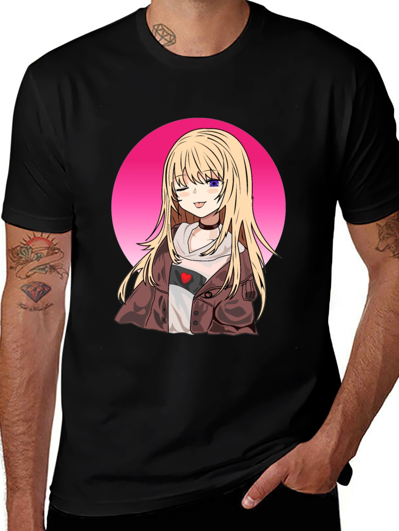 Anime Girl Graphic Black T-Shirt