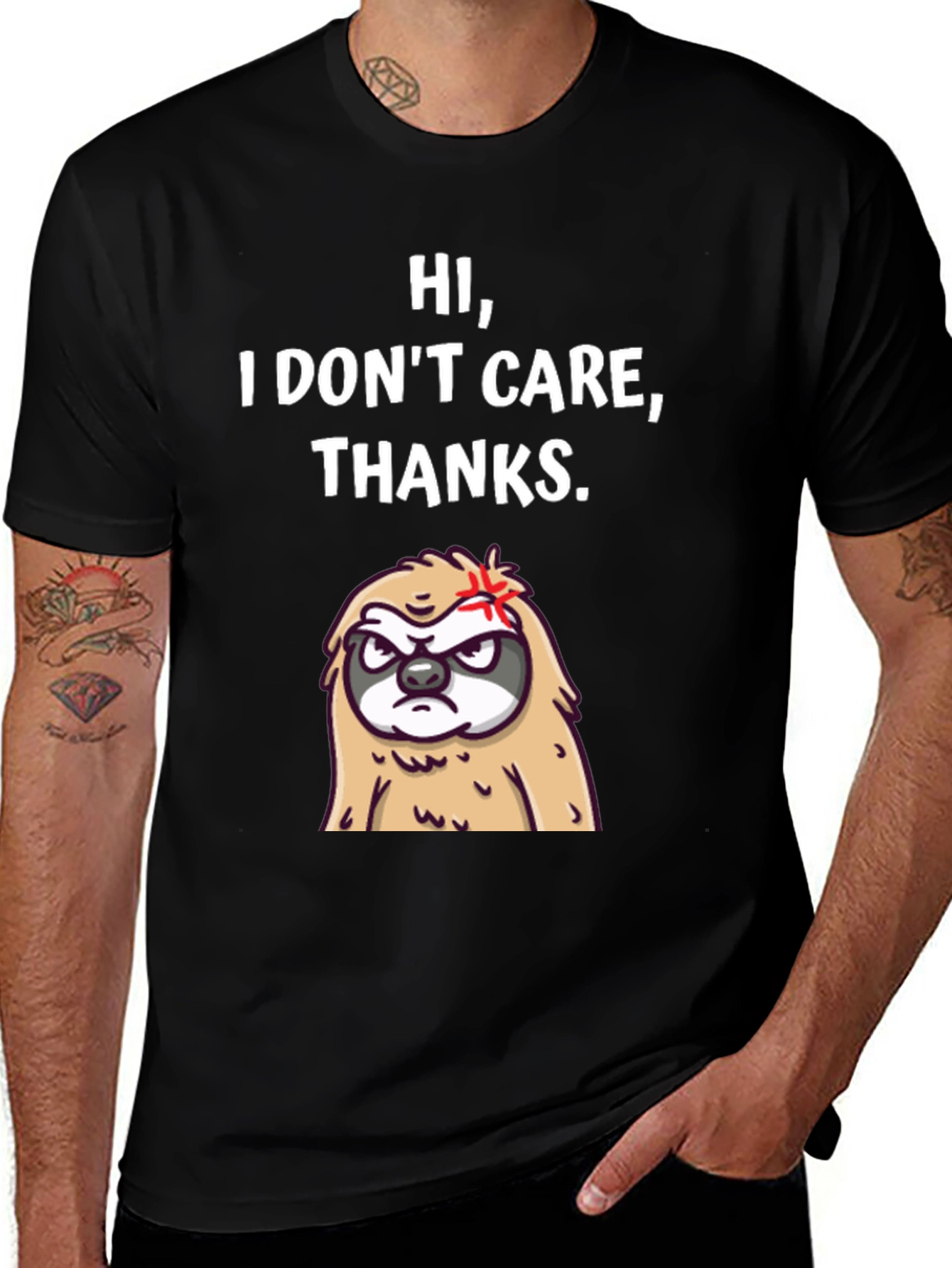 Variant 29 of Funny Sloth T-Shirt - I Don't Care - Unisex Tee