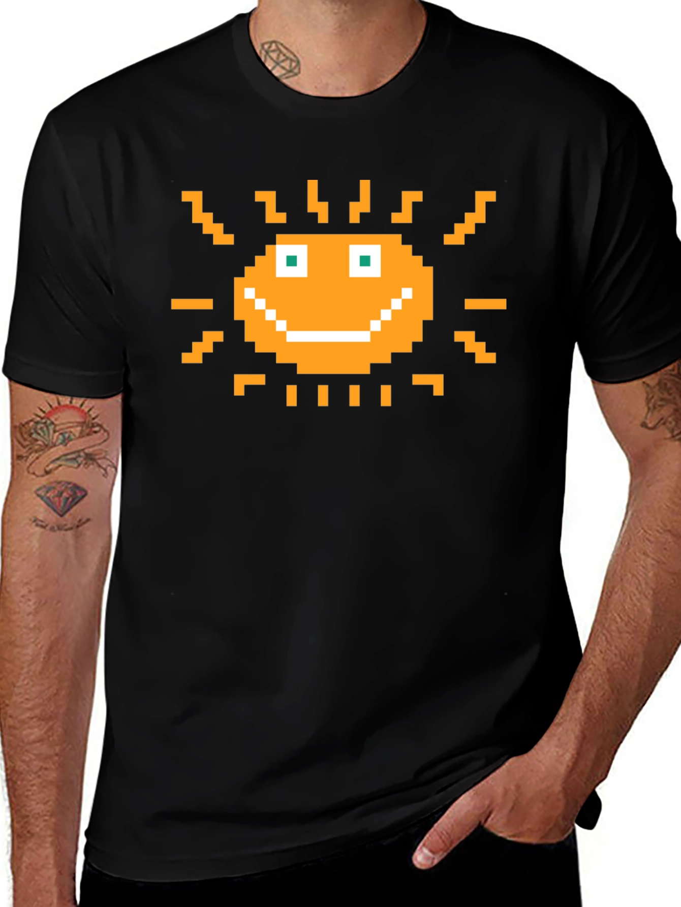 Variant 4 of Pixel Art Sun Graphic Tee - Retro Gaming Style