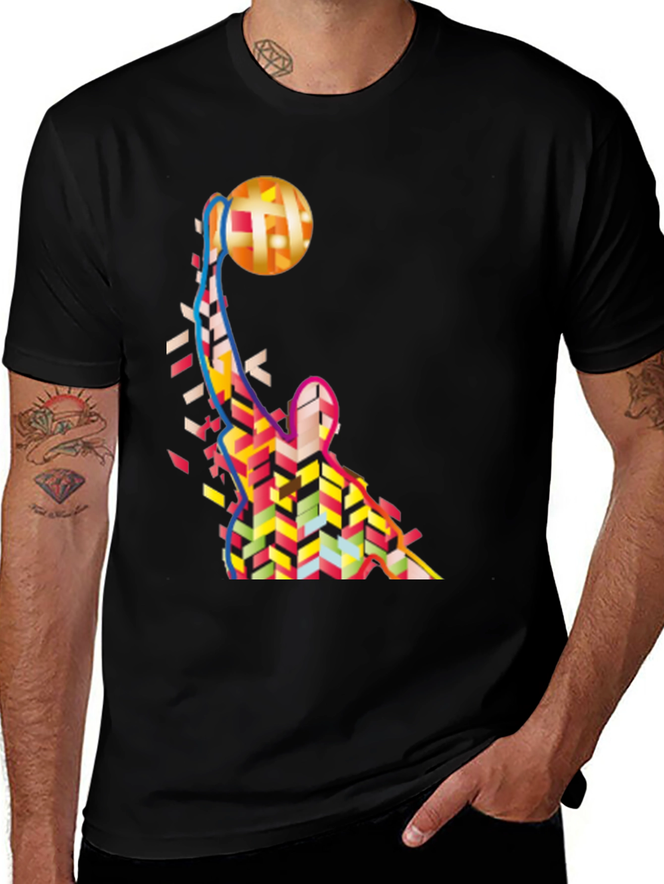 Variant 17 of Abstract Basketball Graphic Tee - Trendy Sportswear