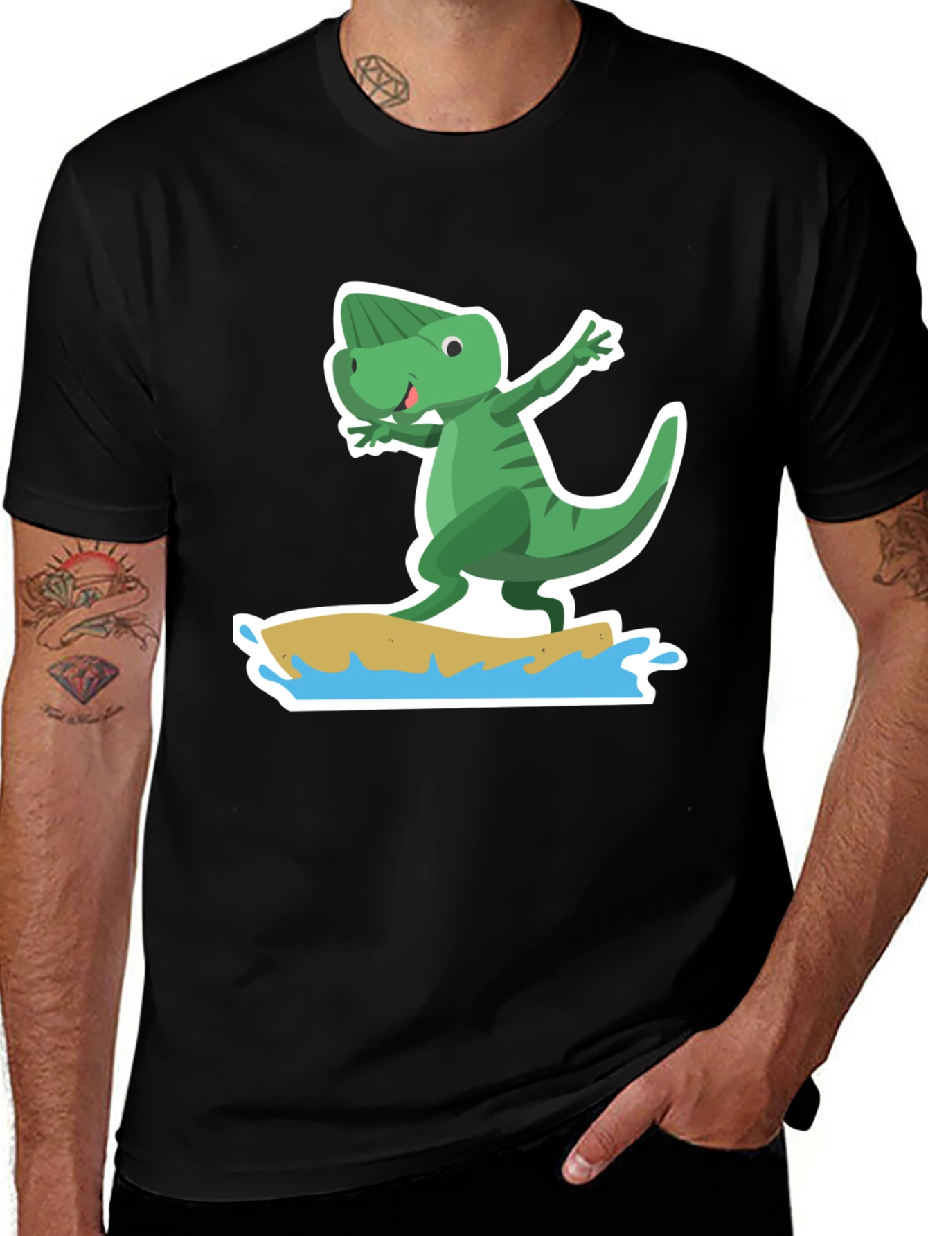 Variant 16 of Surfing Dino Tee - Cool Cartoon T-Shirt