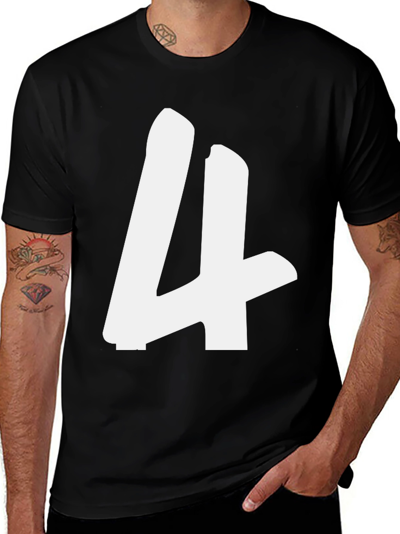 Variant 3 of Bold Number 4 Graphic T-Shirt - Casual Style