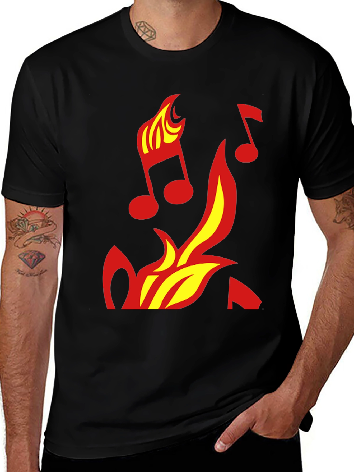 Variant 12 of Fiery Music Notes Graphic Tee