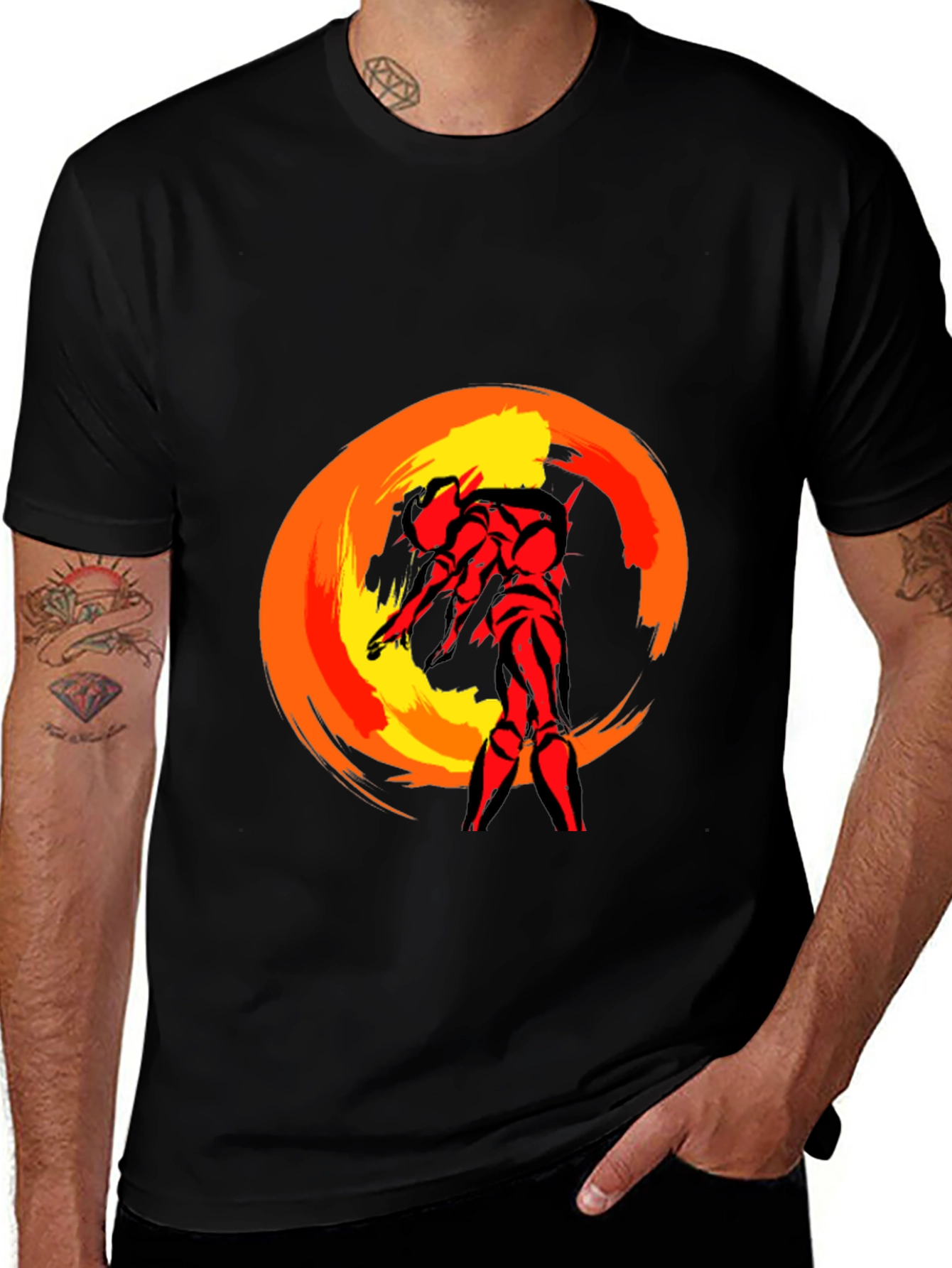 Variant 21 of Fiery Red Figure Graphic Tee - Black