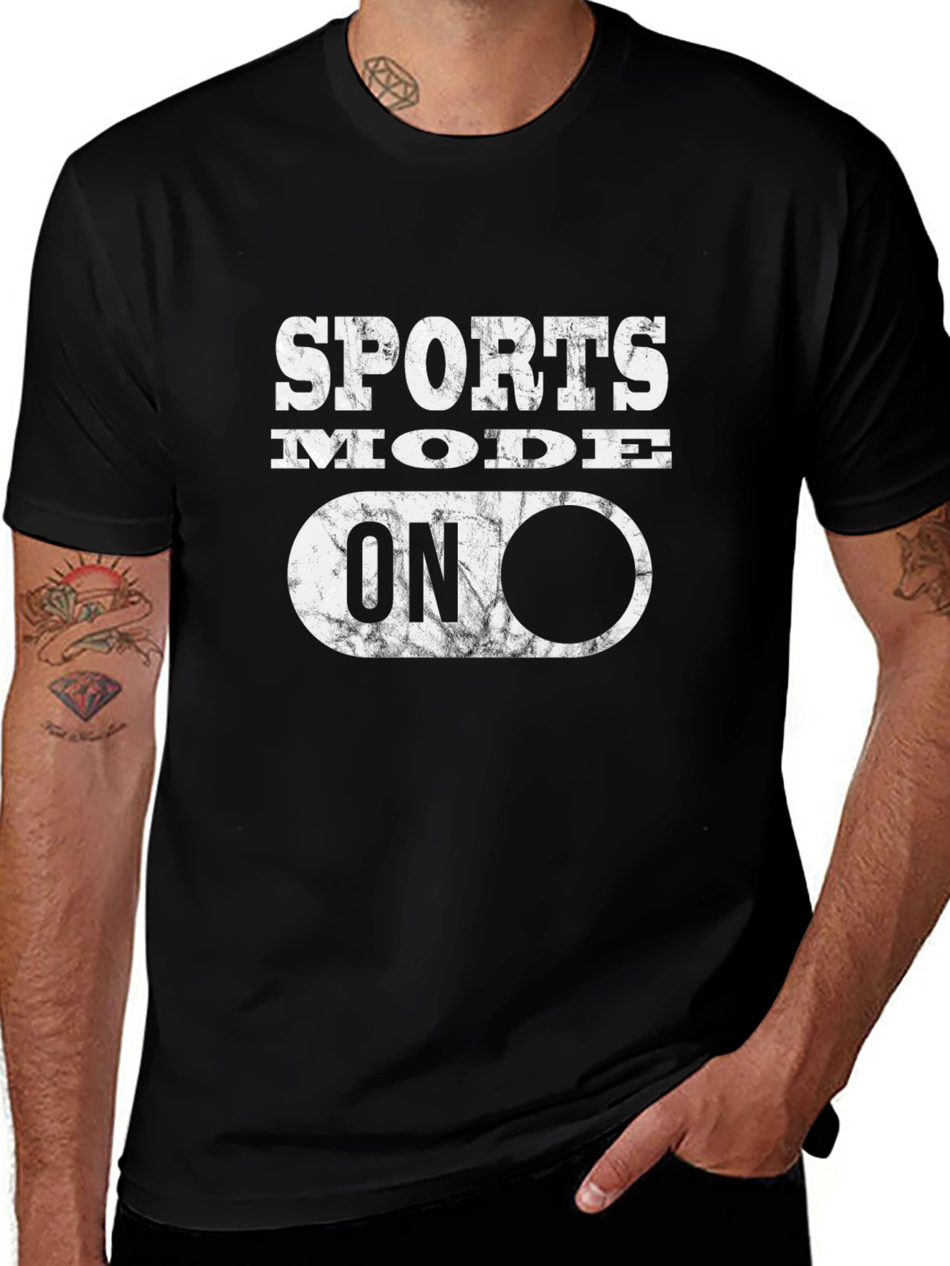 Variant 21 of Sports Mode ON Graphic Tee - Black