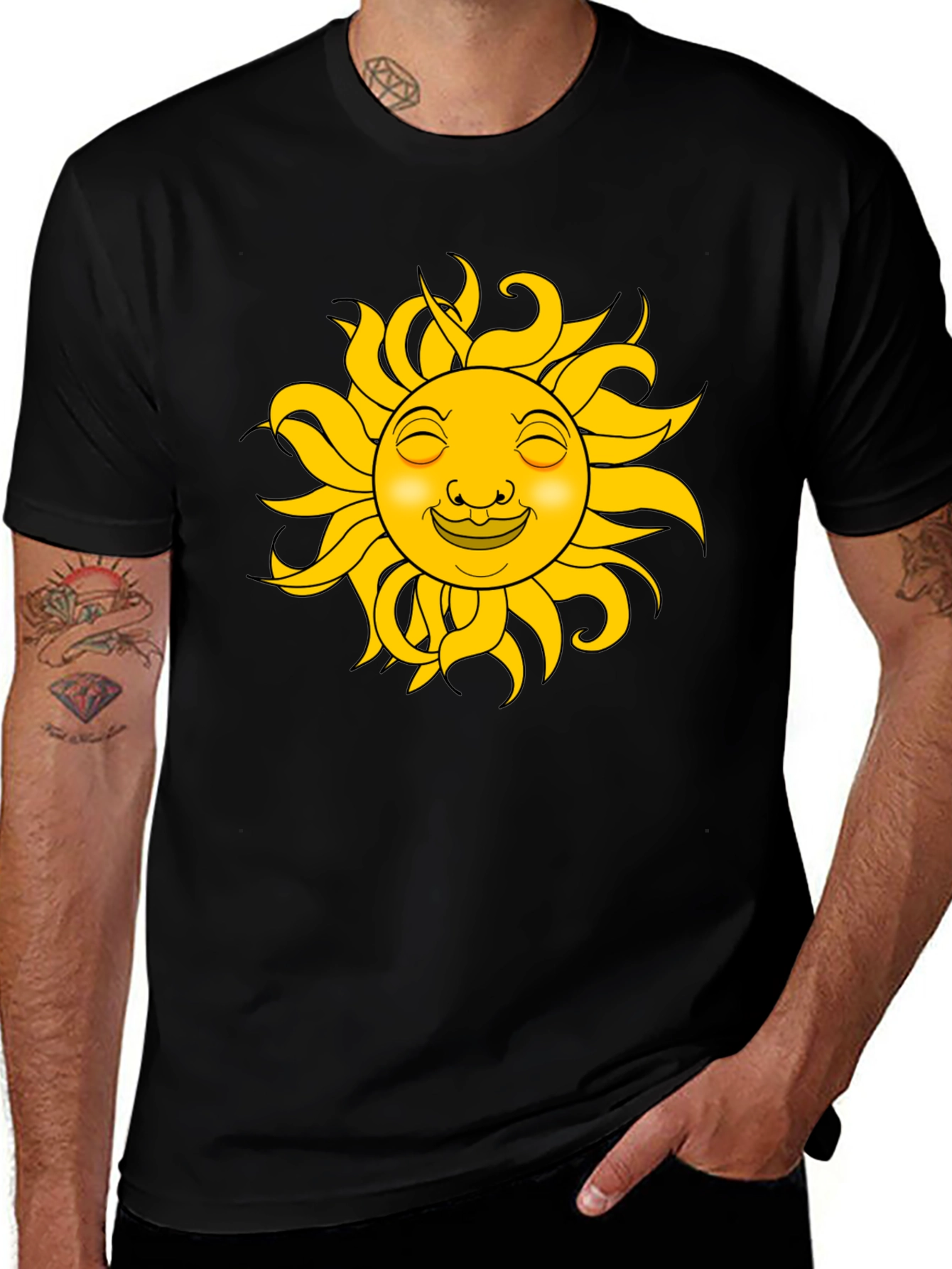 Variant 9 of Smiling Sun Graphic T-Shirt - Black