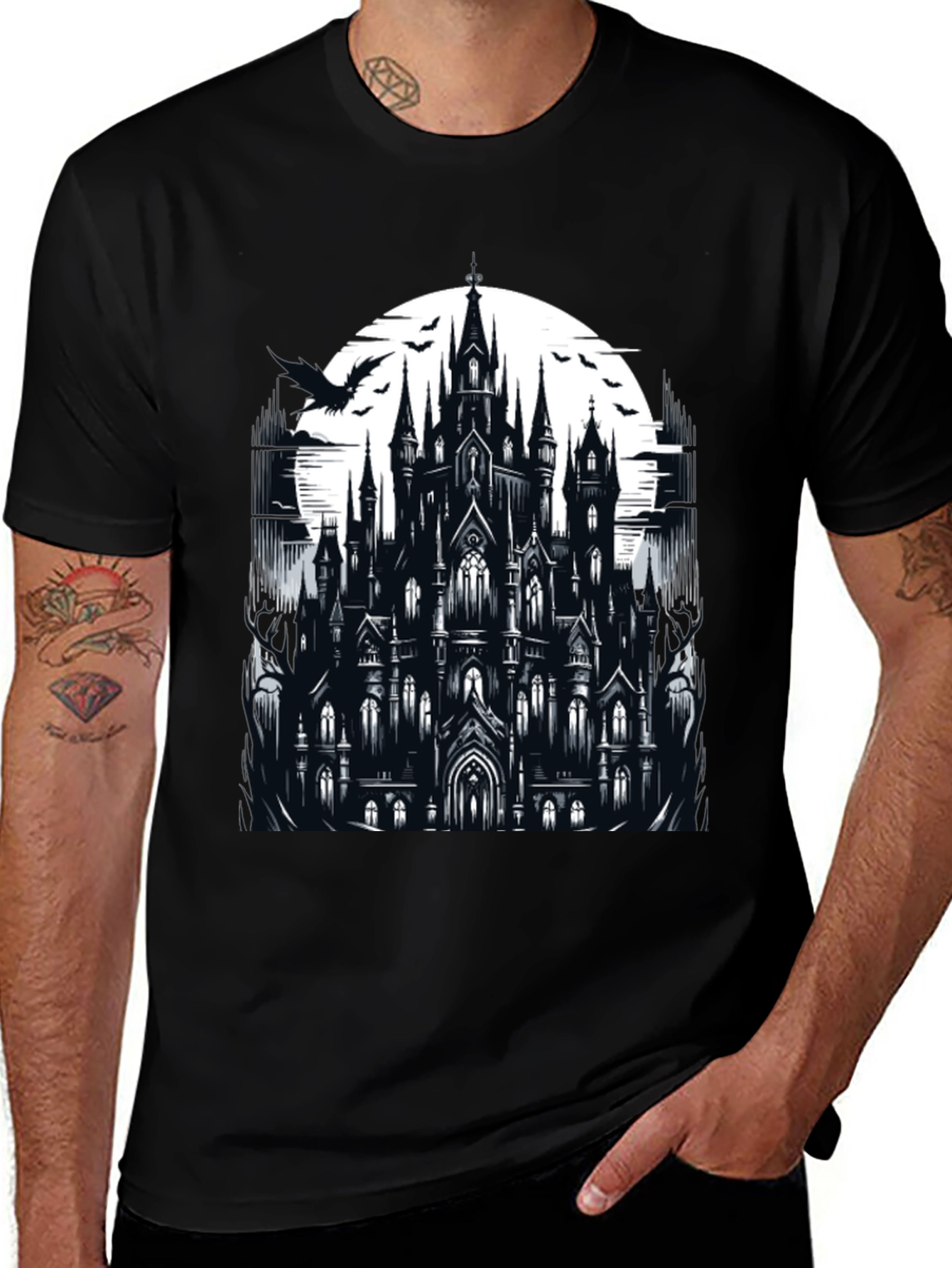 Variant 30 of Gothic Castle Graphic Tee - Dark Fantasy T-Shirt
