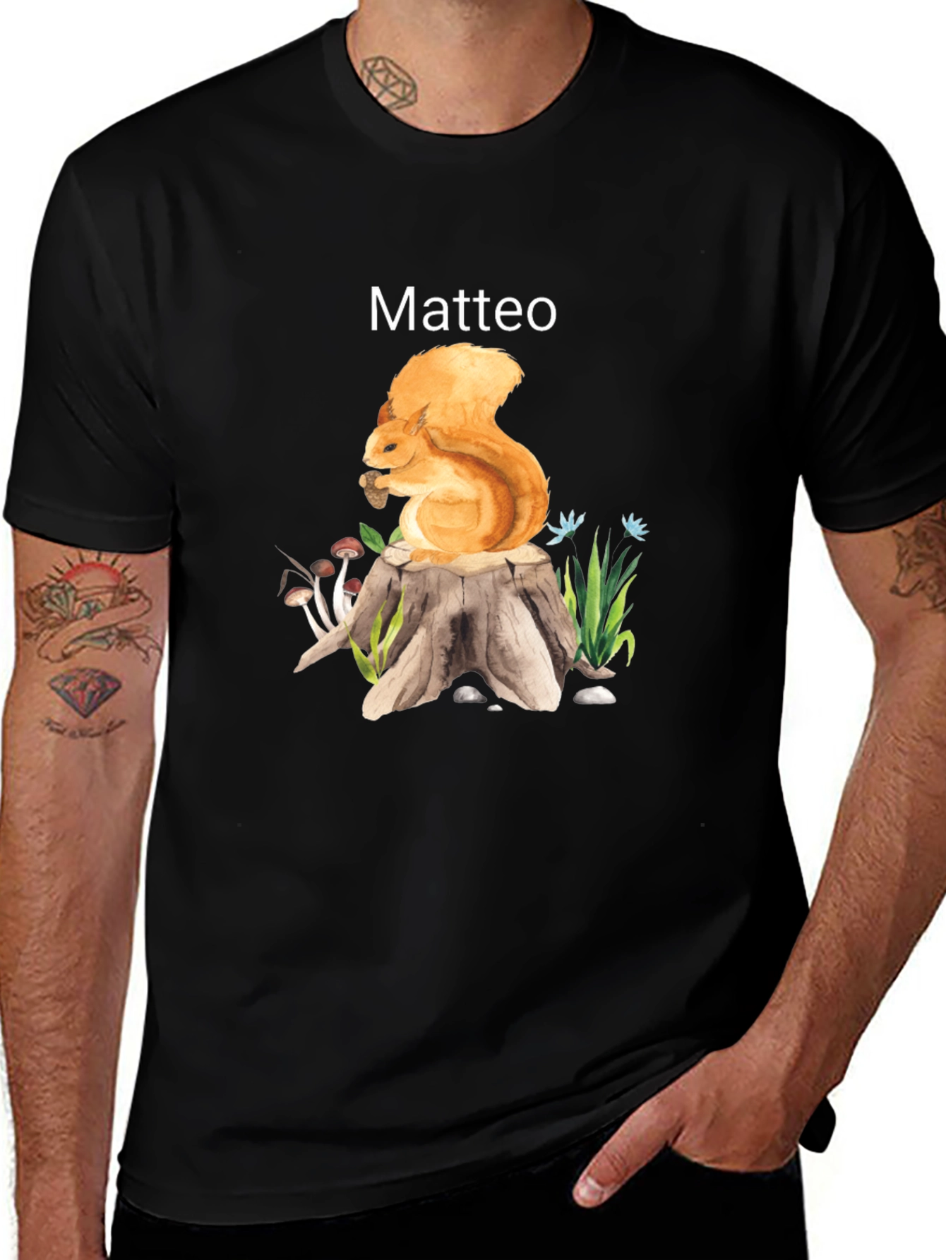 Matteo Squirrel Graphic T-Shirt - Nature Lover Tee