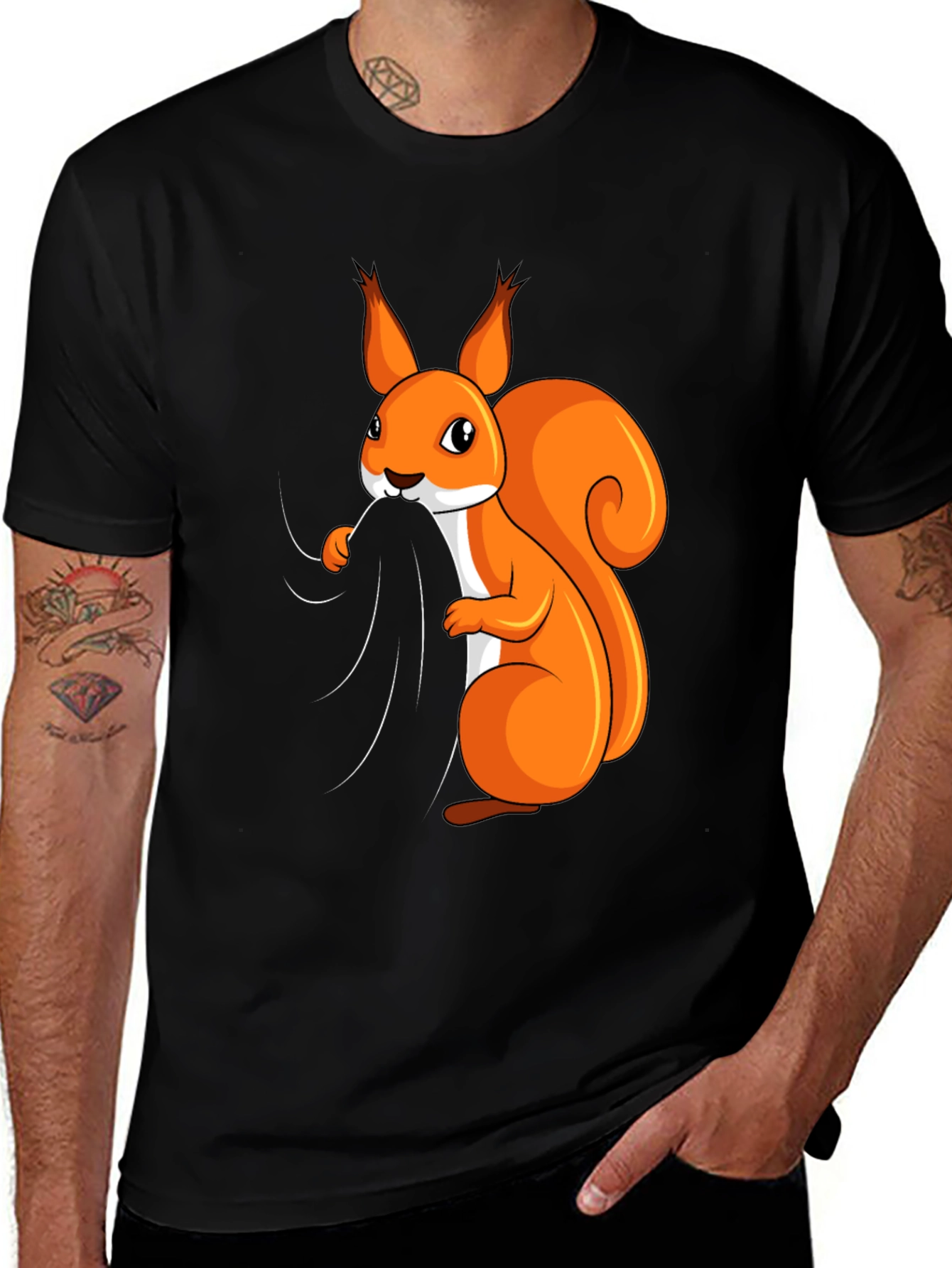 Variant 14 of Squirrel Graphic Tee - Black Cotton Blend