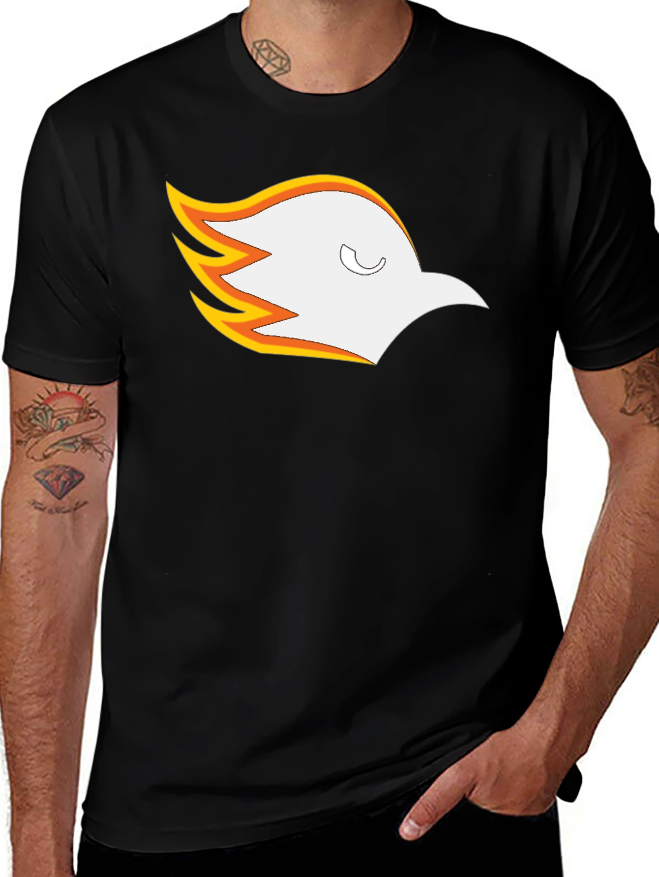 Variant 8 of Black T-Shirt with Graphic Eagle Design