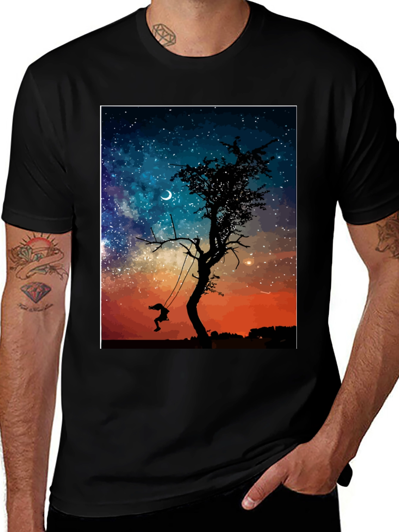 Variant 7 of Dreamy Night Tree Swing Graphic Tee