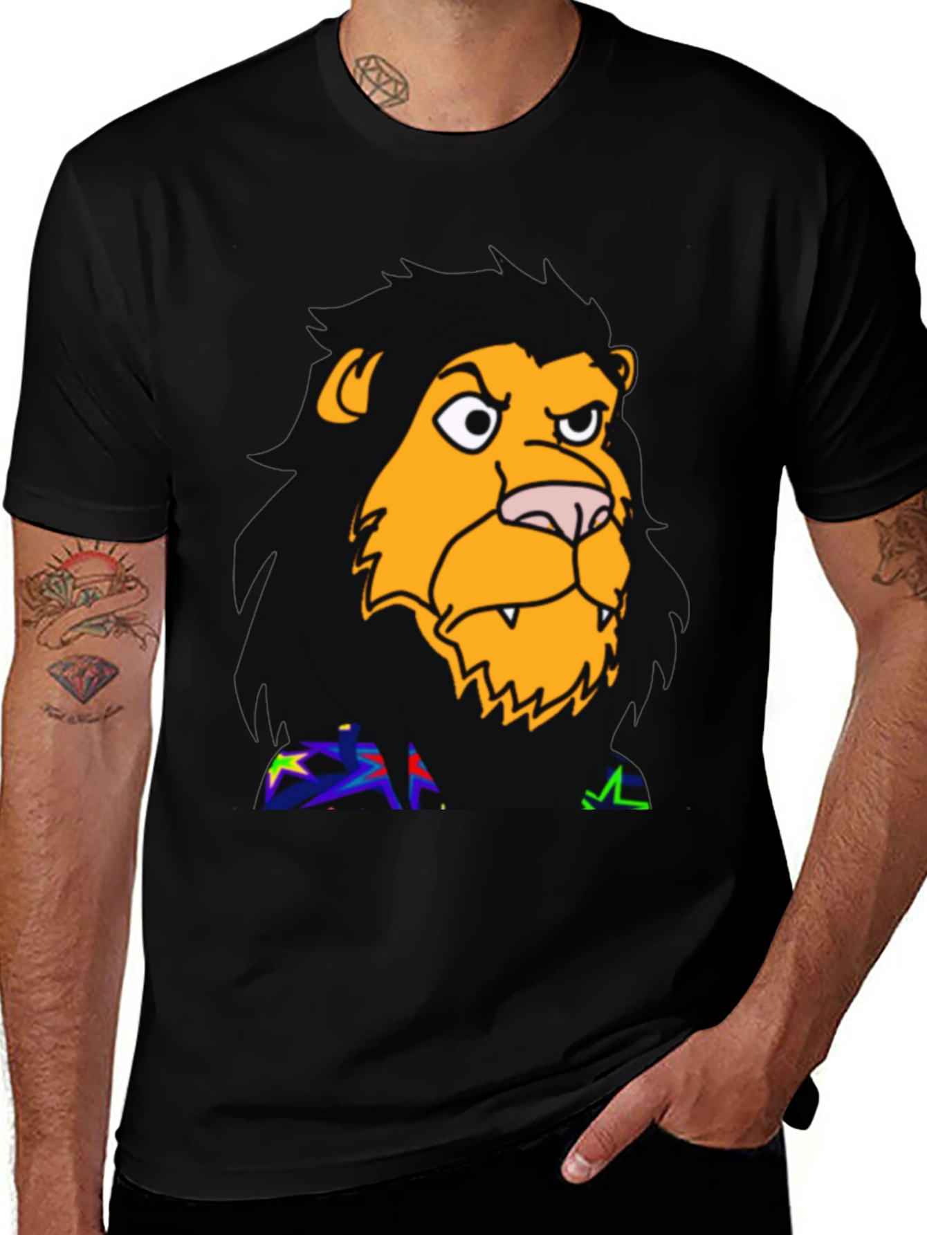 Variant 15 of Lion Graphic Print Black T-Shirt
