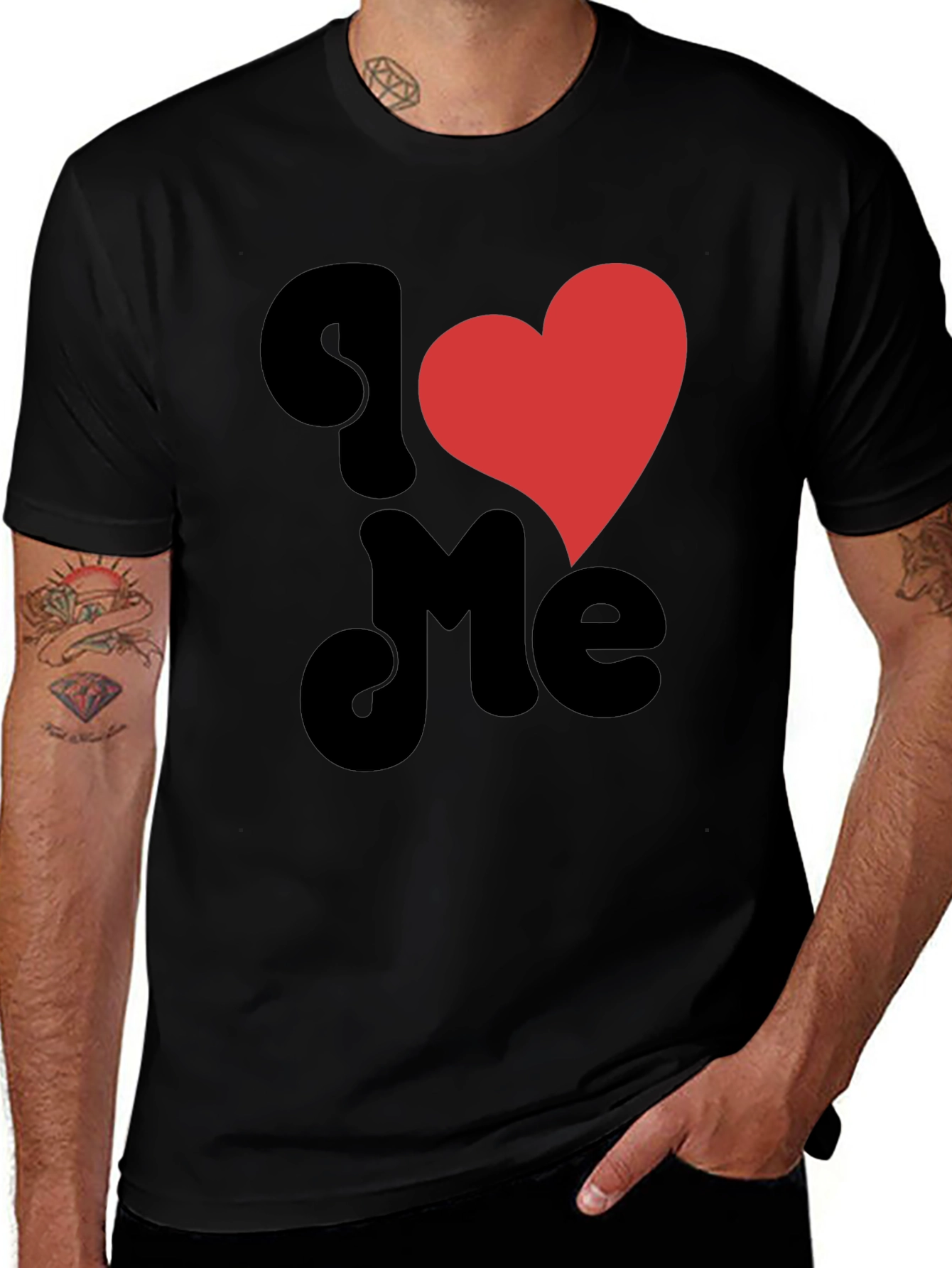 Black I Heart Me Black Graphic Tee main image