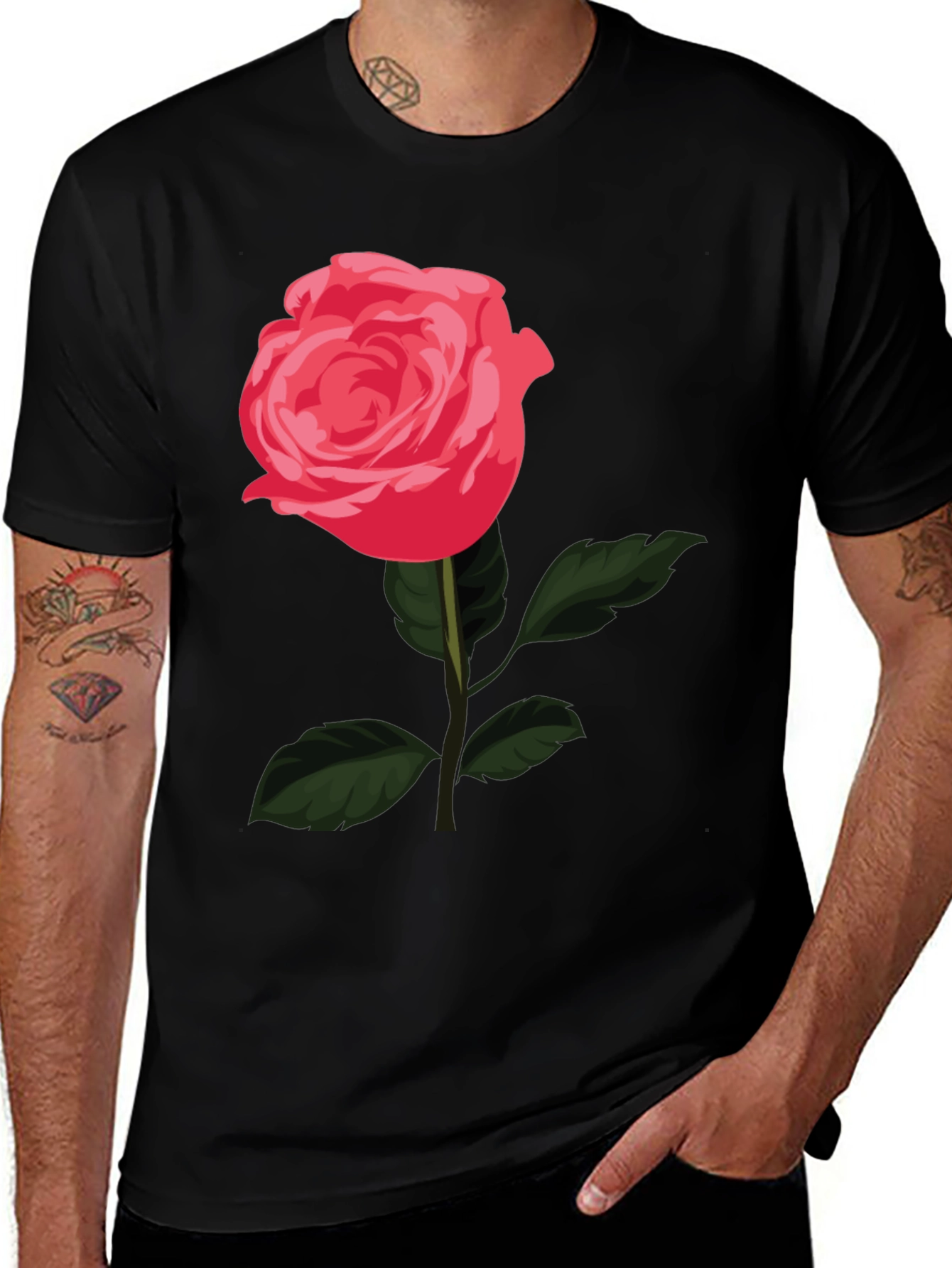 Variant 21 of Rose Graphic T-Shirt - Stylish Black Tee