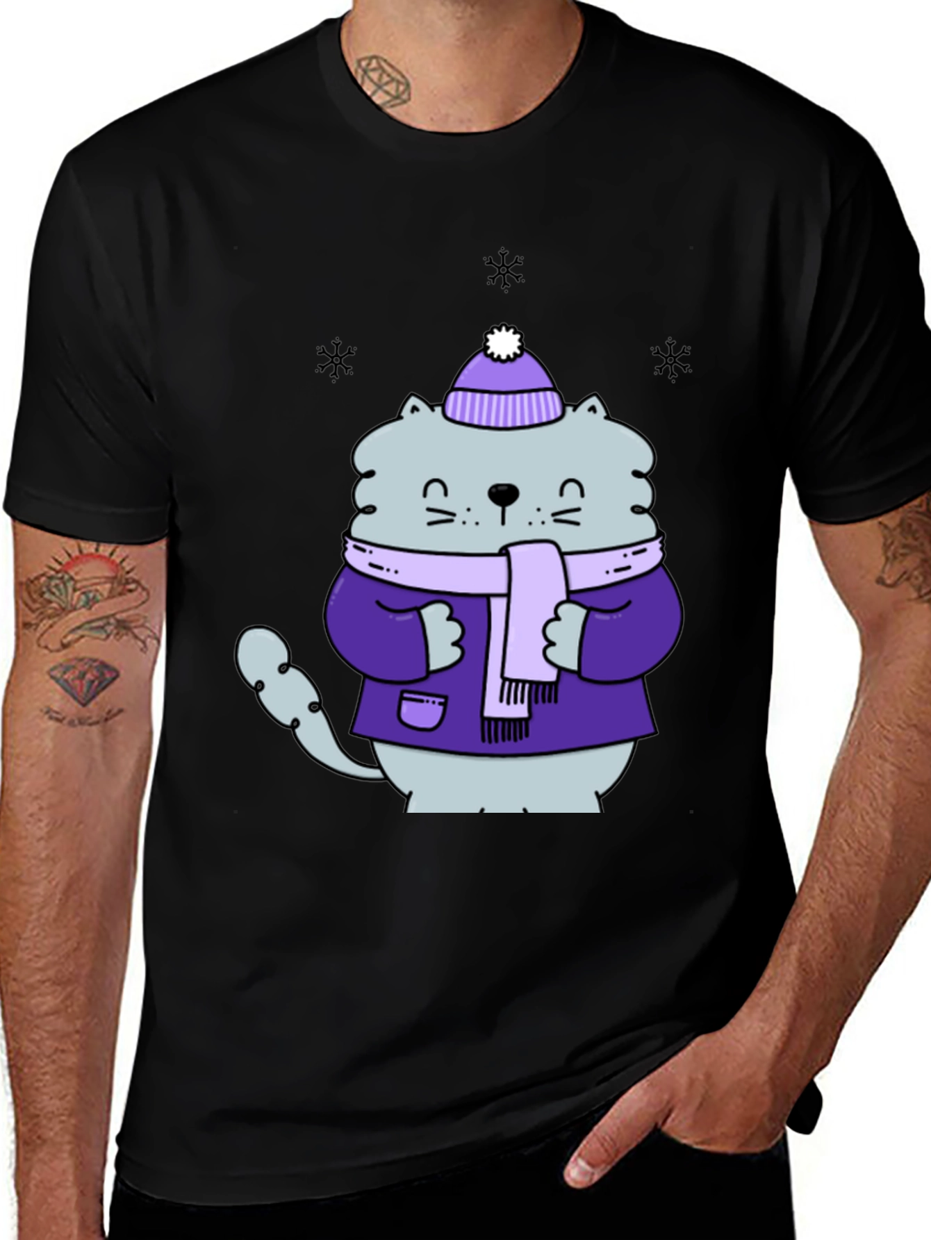 Variant 12 of Winter Cat Graphic T-Shirt, Cozy Style