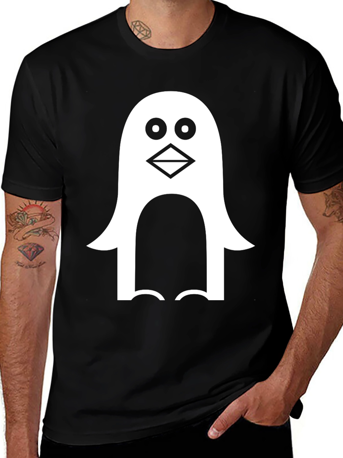 Variant 23 of Penguin Graphic Tee - Black Cotton Blend T-Shirt