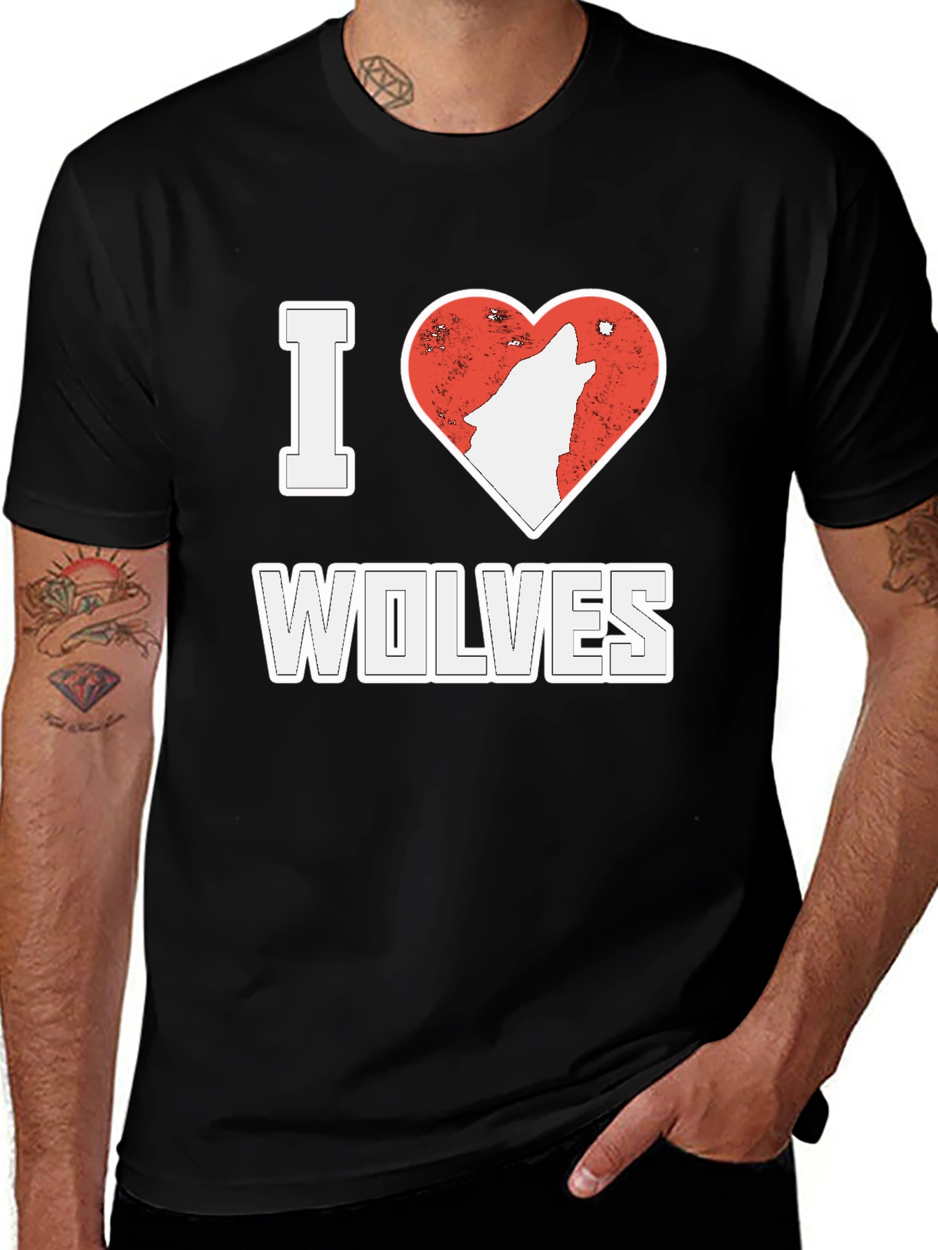 Variant 11 of I Love Wolves T-Shirt Black