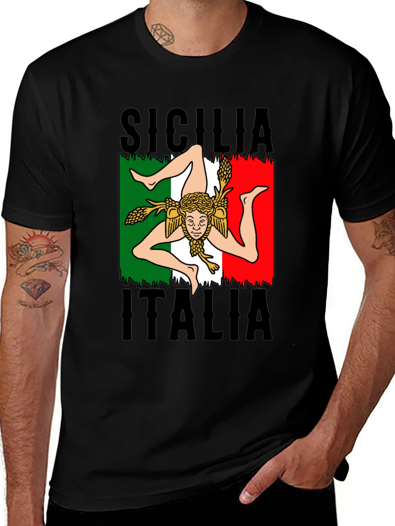 Variant 2 of Sicilia Italia Black Graphic T-Shirt