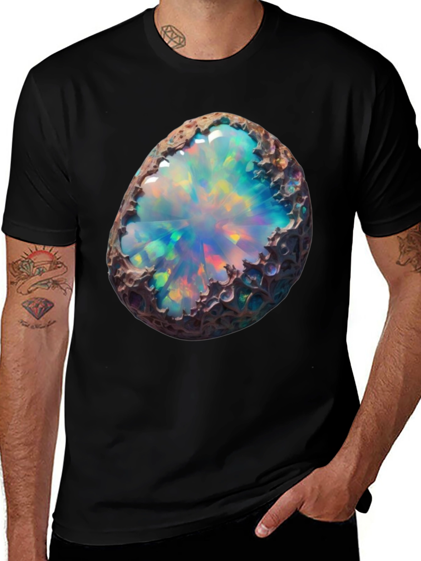 Variant 15 of Opal Stone Graphic Black T-Shirt