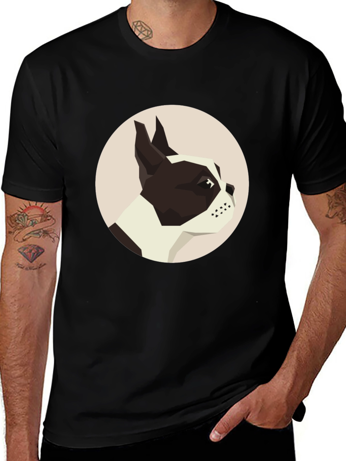 Variant 30 of Geometric Dog Graphic Tee - Modern Canine Design