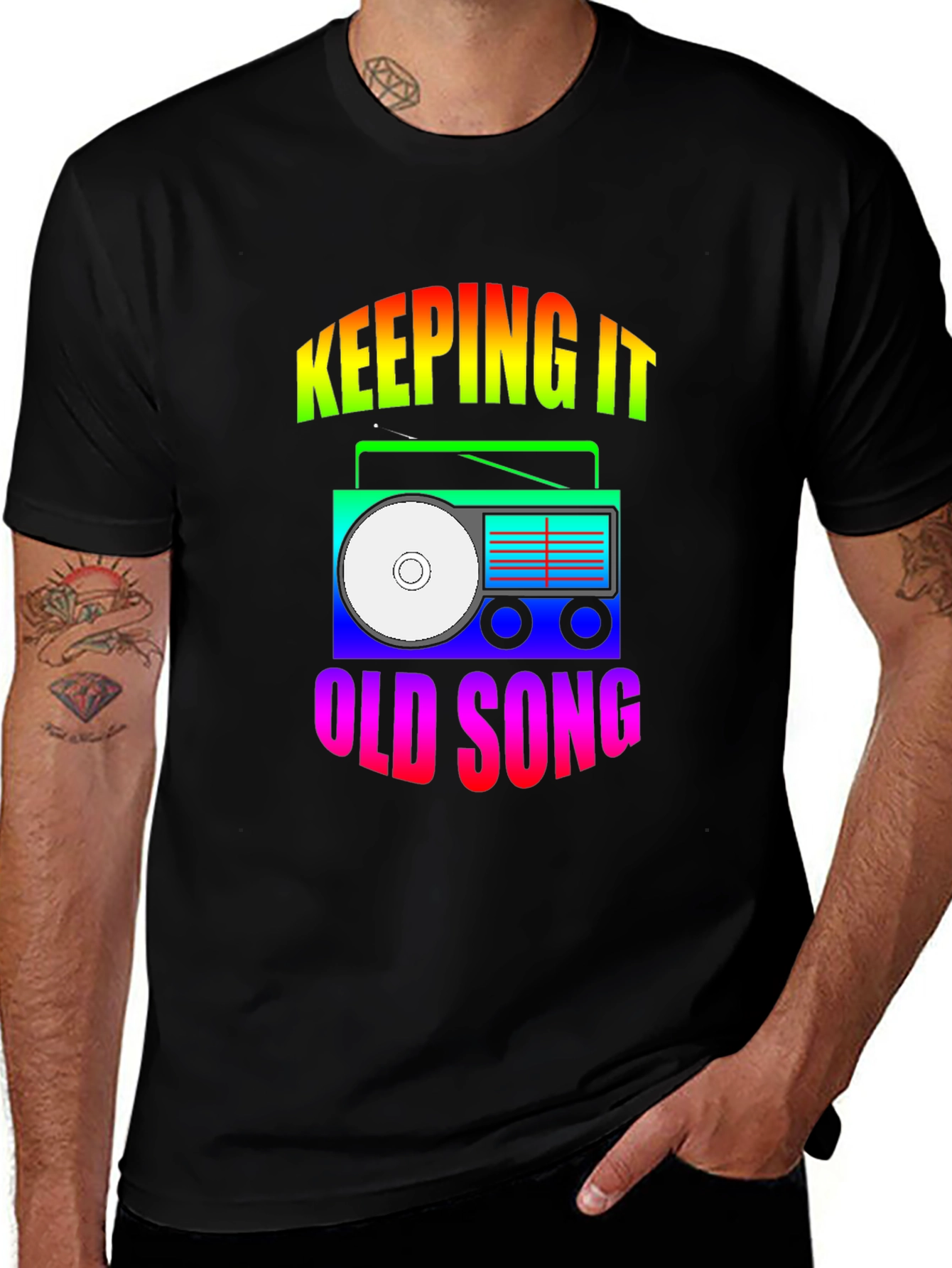 Variant 23 of Keeping It Old Song Retro Boombox Graphic T-Shirt