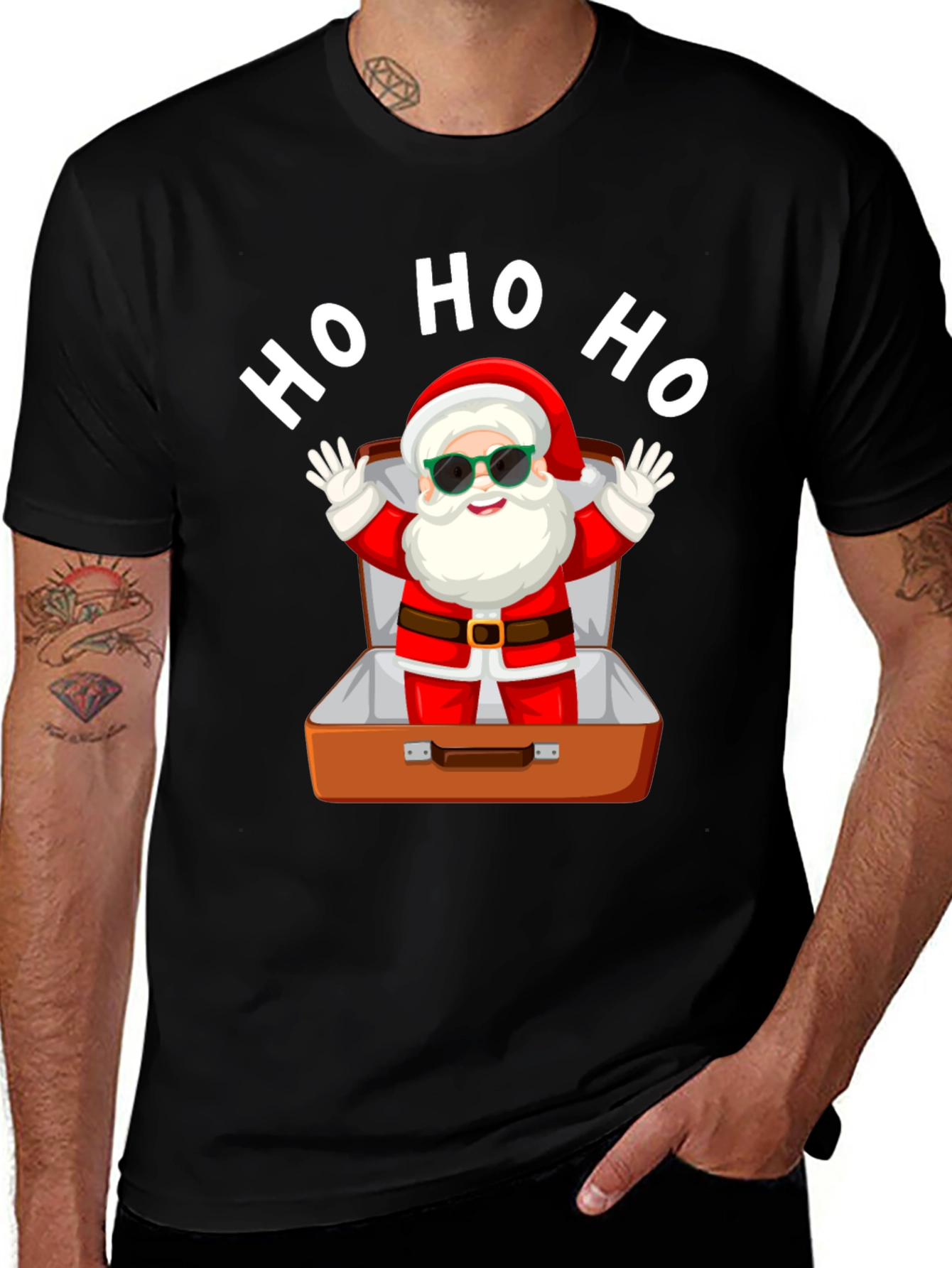 Santa in Suitcase Christmas T-Shirt