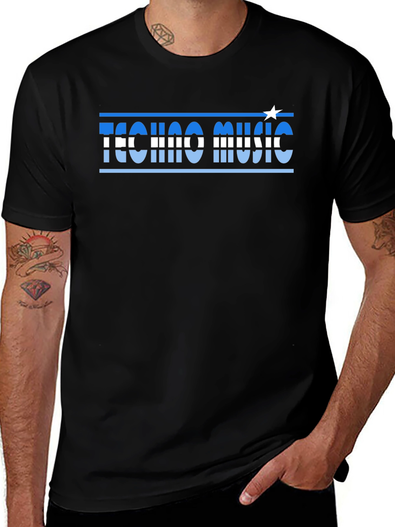 Variant 22 of Techno Music Graphic Tee - Black