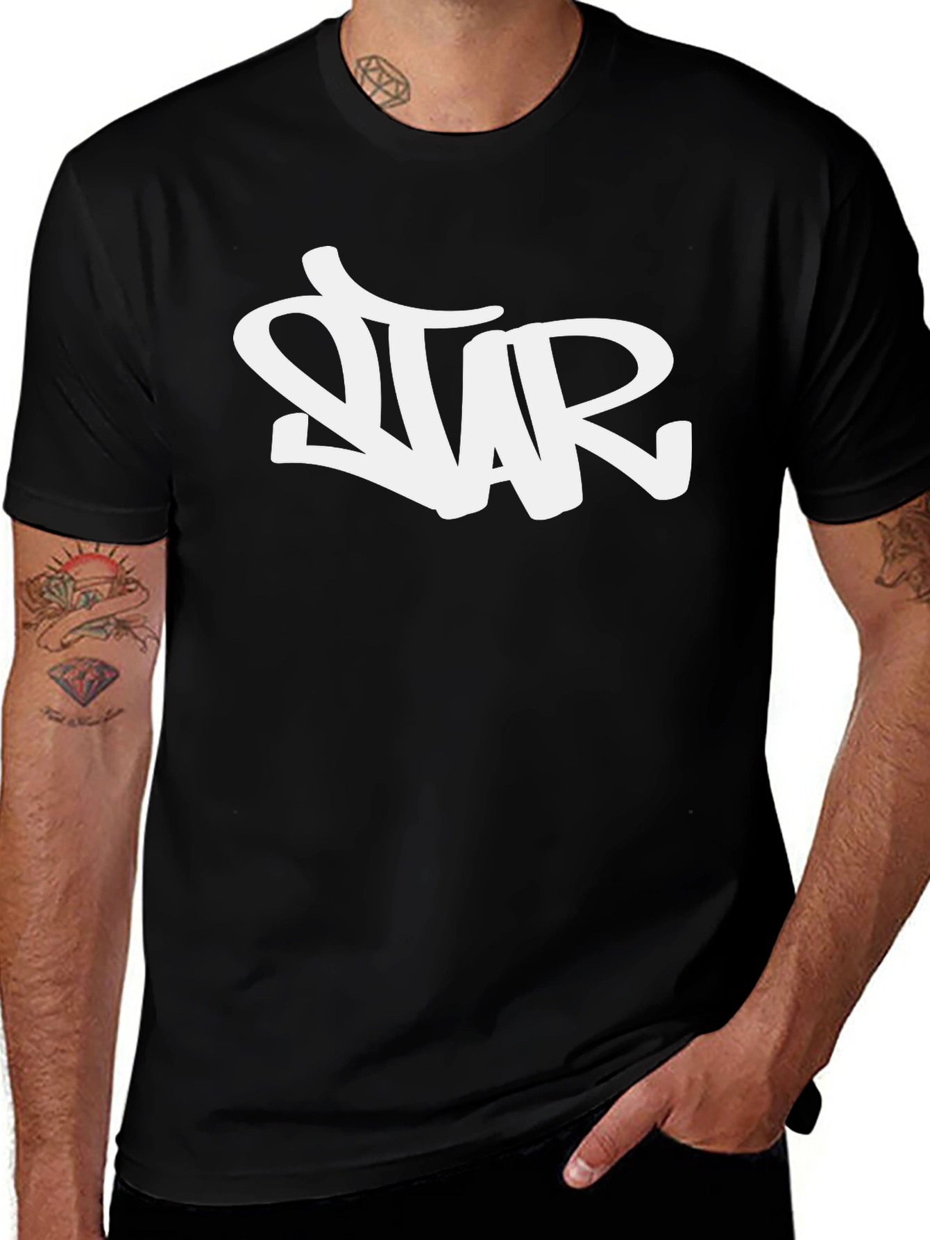 Urban Style Graphic Tee - White Graffiti Design