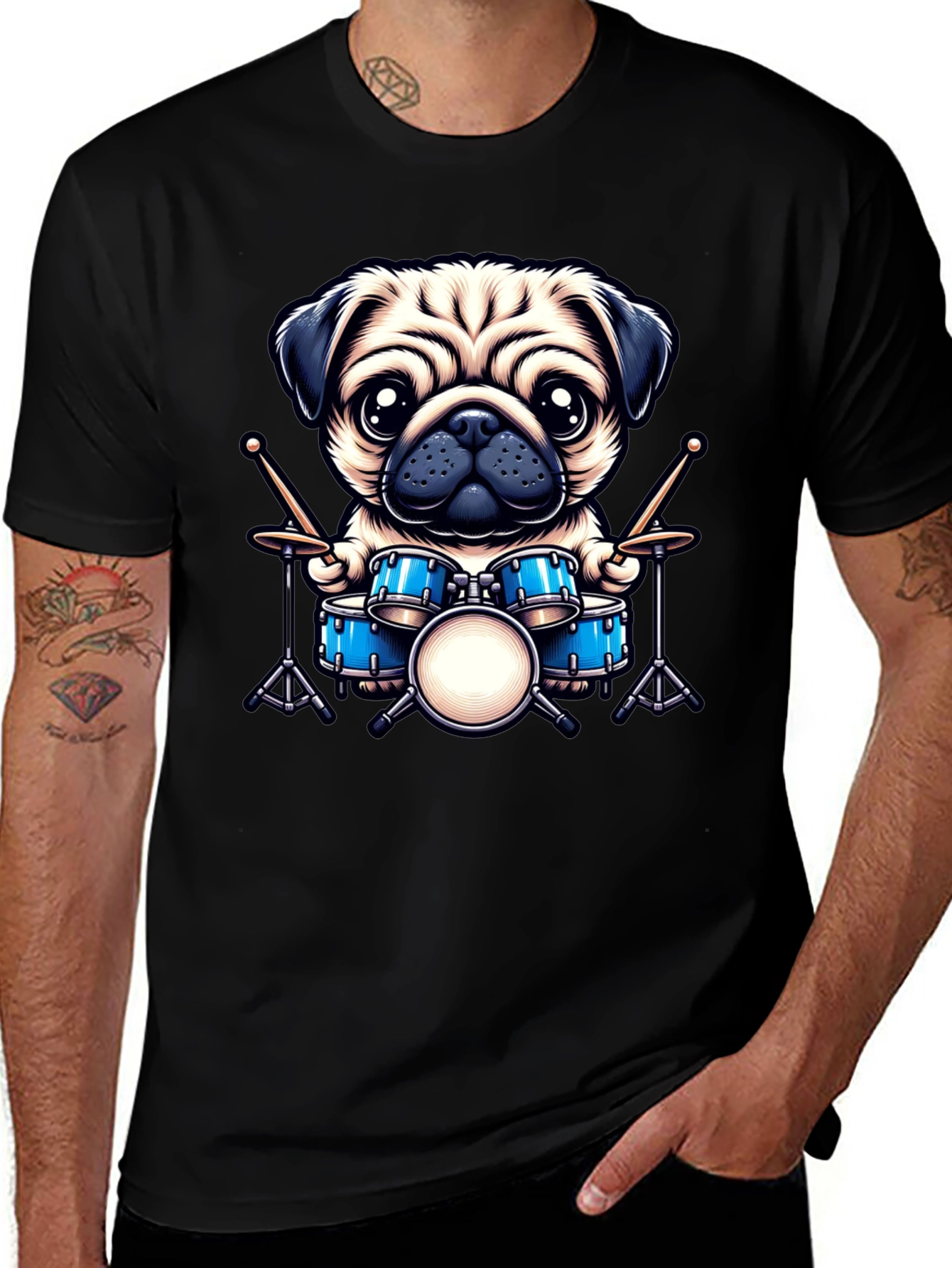 Variant 21 of Pug Drummer Graphic Tee