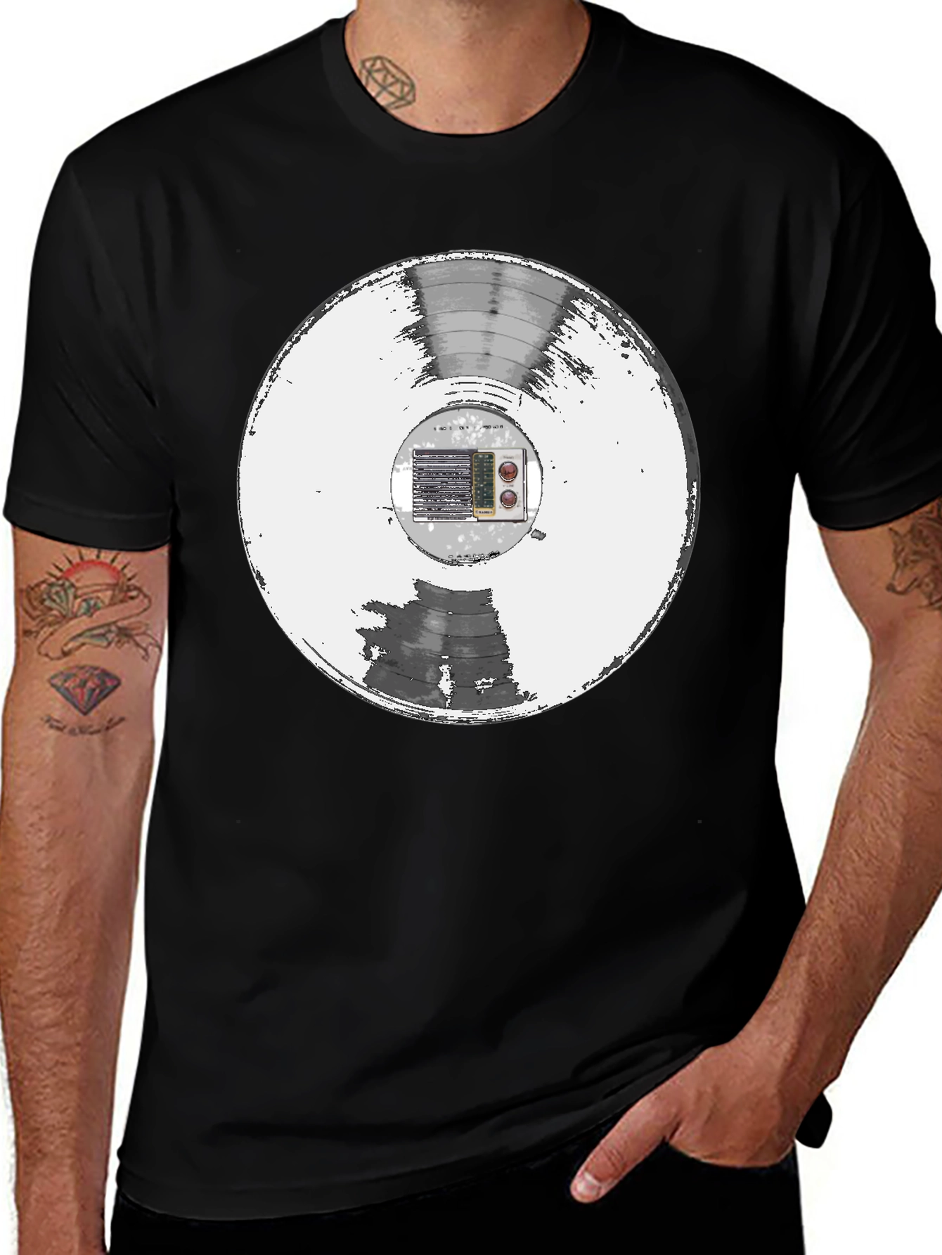 Variant 5 of Retro Vinyl Record Black T-Shirt