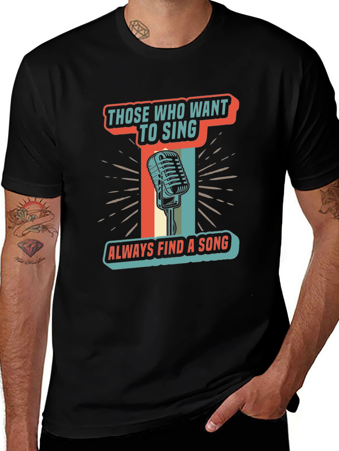 Singers T-Shirt "Those Who Want To Sing" Retro Microphone