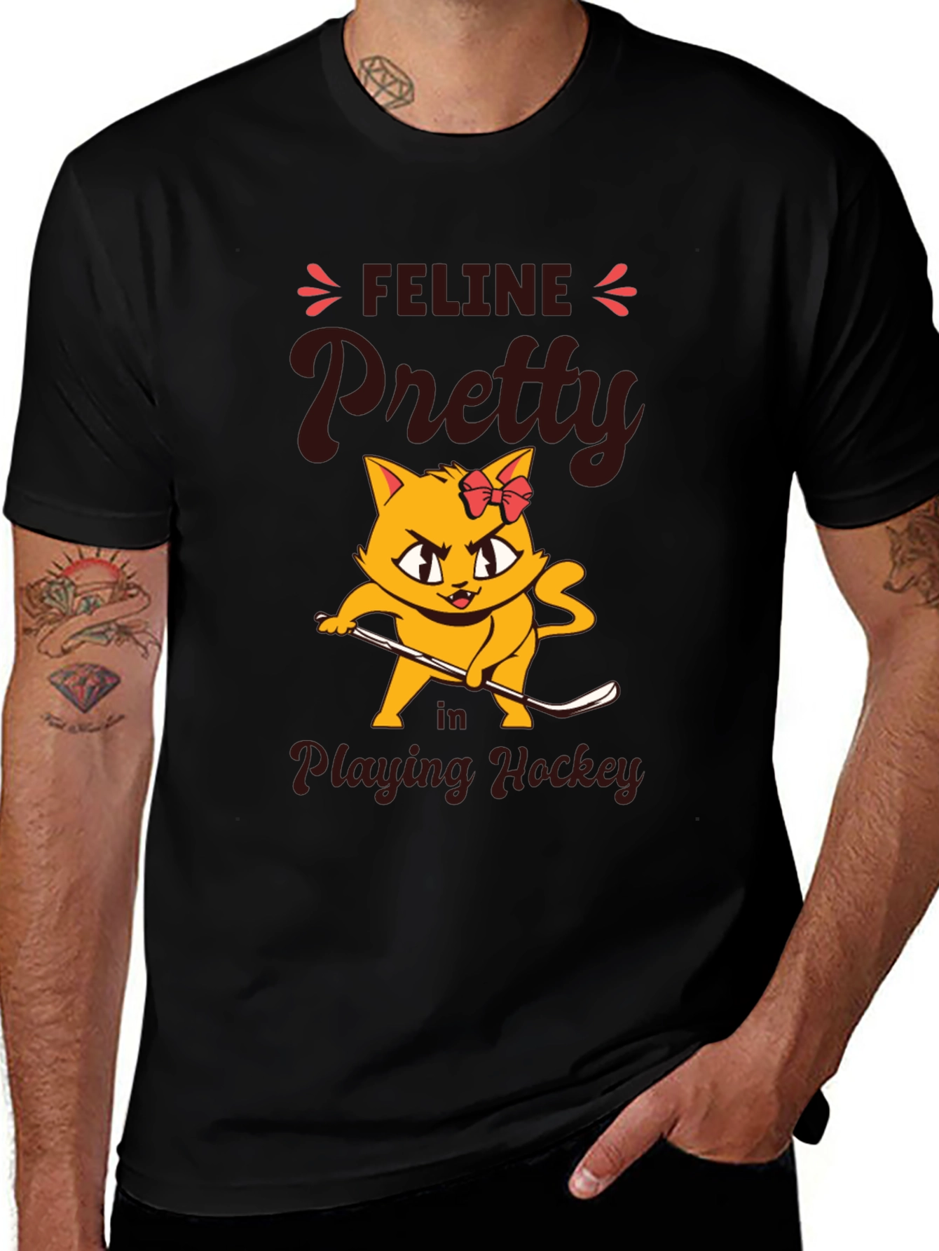 Variant 12 of Feline Pretty Hockey Cat T-Shirt