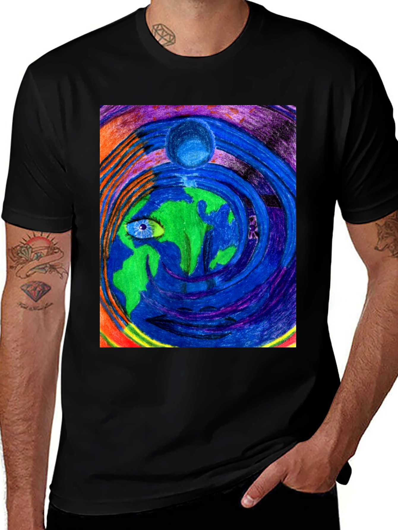 Variant 25 of Third Eye Earth T-Shirt - Artistic Graphic Tee