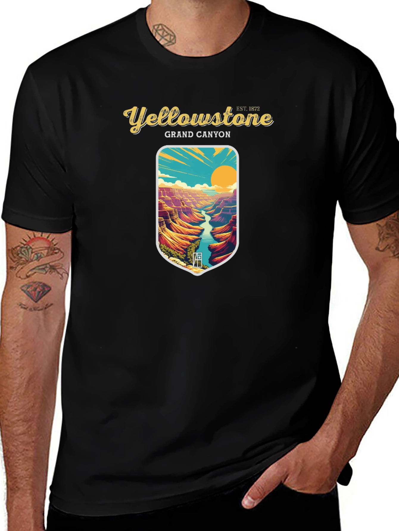 Variant 18 of Yellowstone Grand Canyon Graphic T-Shirt - Black