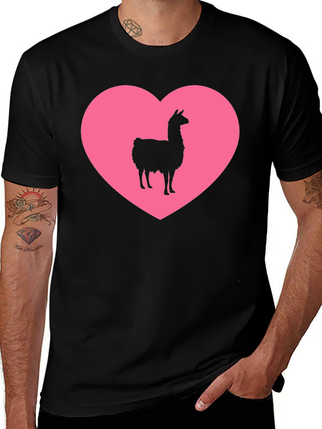Variant 4 of Llama Heart Graphic Tee - Black Unisex T-Shirt