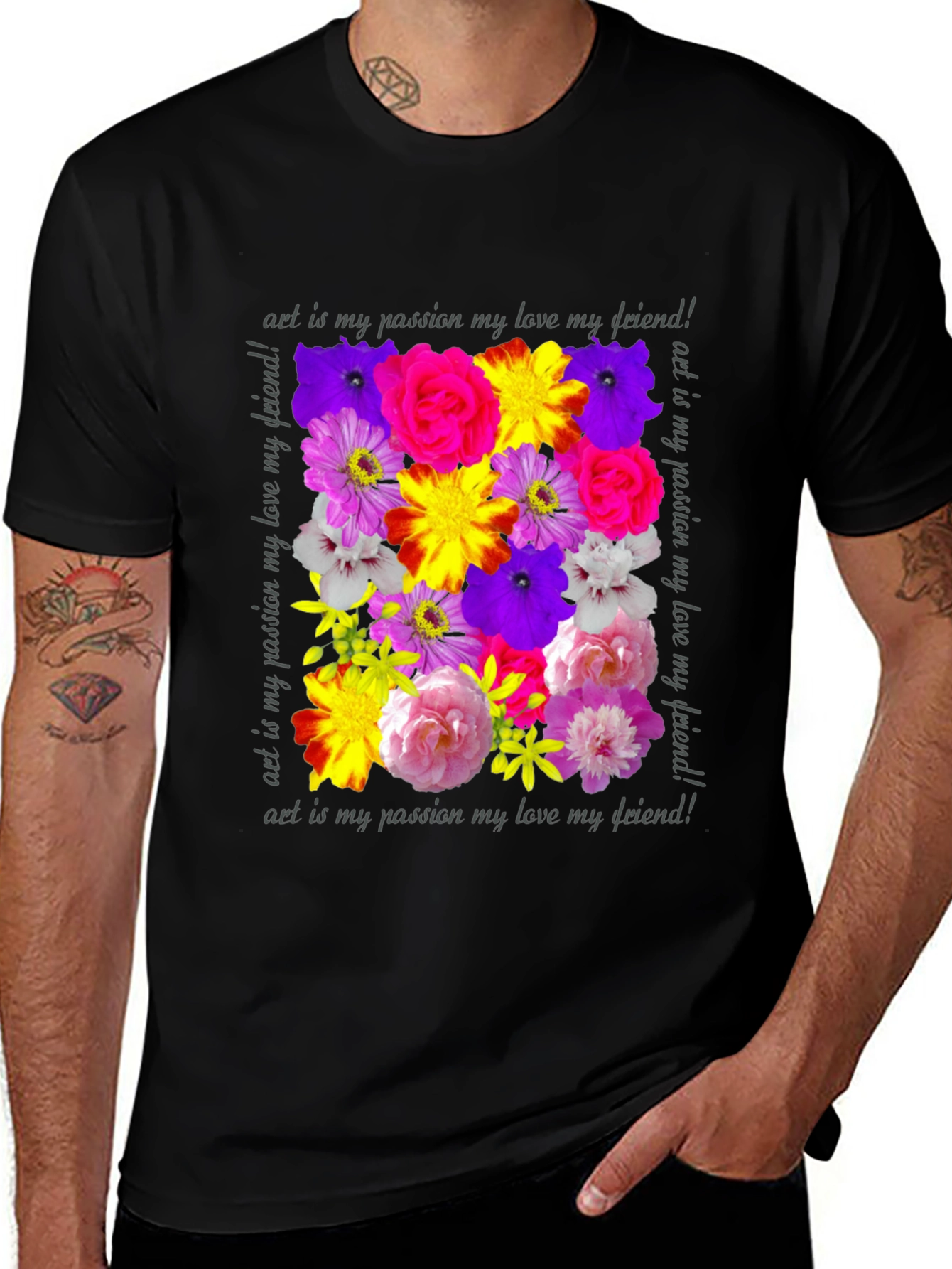 Variant 5 of Floral Art T-Shirt - Passion, Love, Friendship