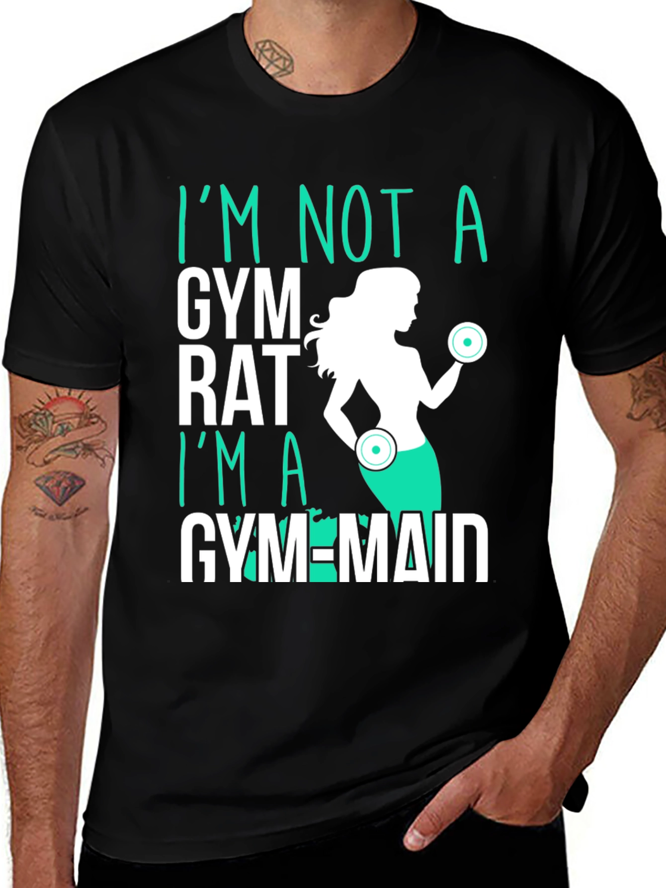 Variant 29 of Gym Maid T-Shirt - Fitness Mermaid Graphic Tee
