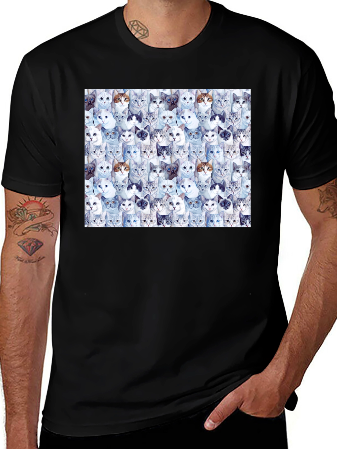 Variant 16 of Cat Faces Pattern Men's T-Shirt
