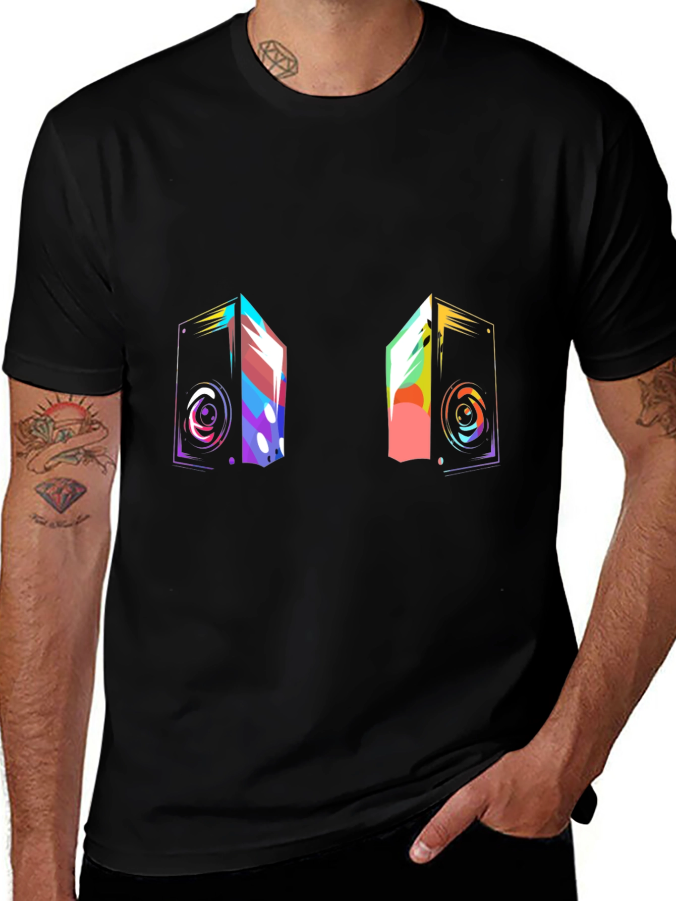 Variant 2 of Vibrant Speaker Graphic Tee - Black