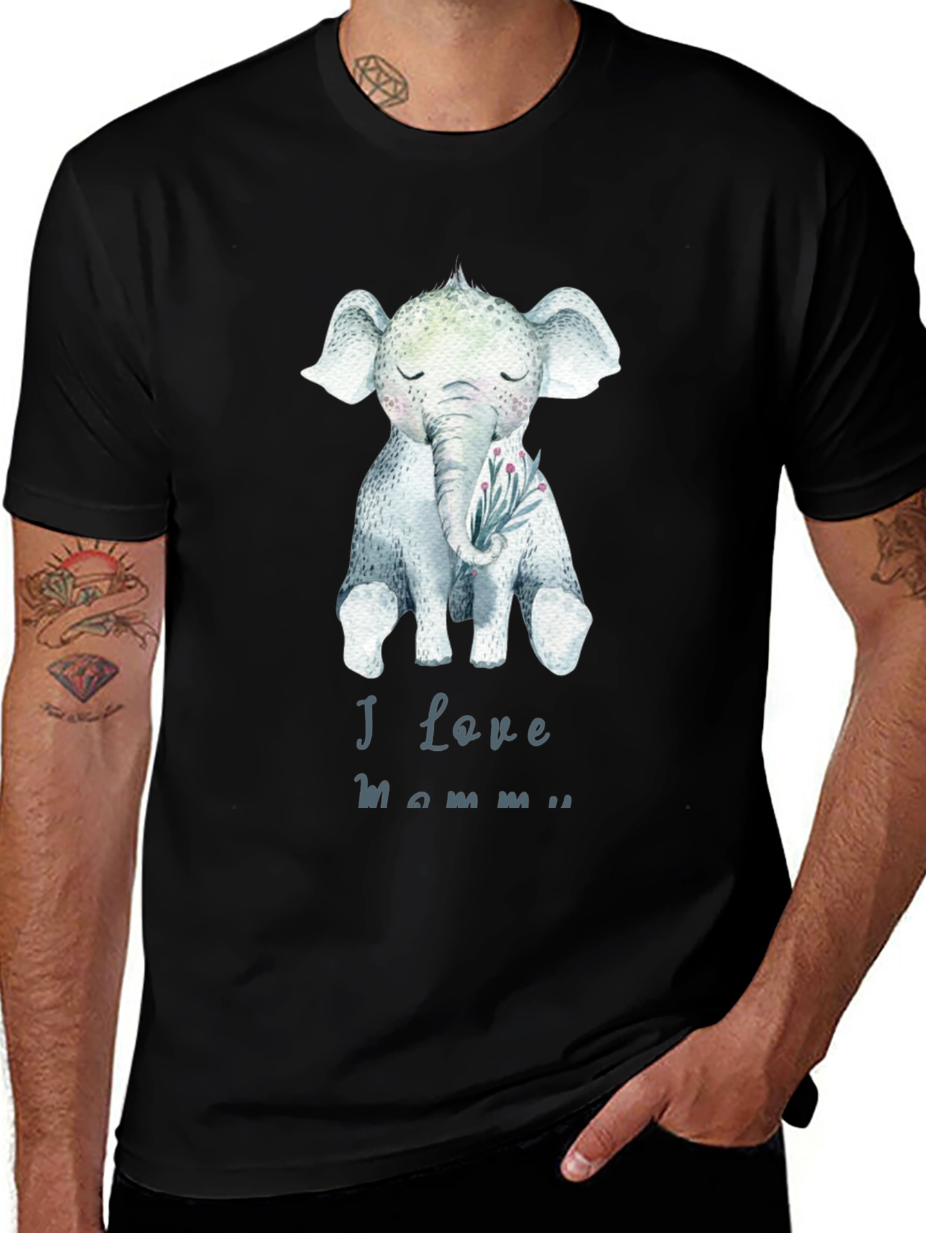 Variant 27 of Cute Elephant 'I Love Mommy' Graphic Tee