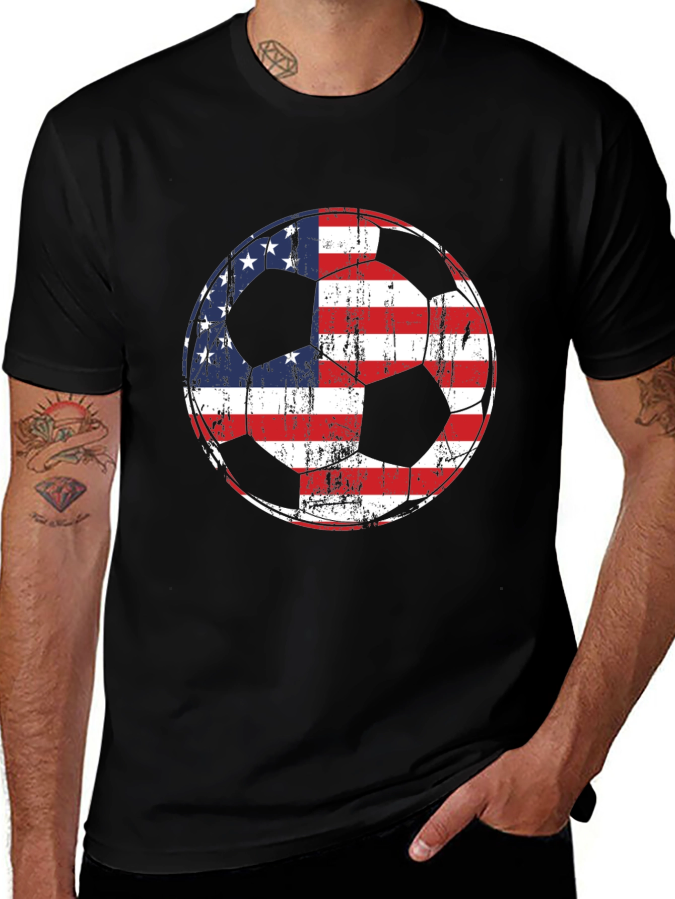 Variant 14 of USA Flag Soccer Ball Graphic T-Shirt