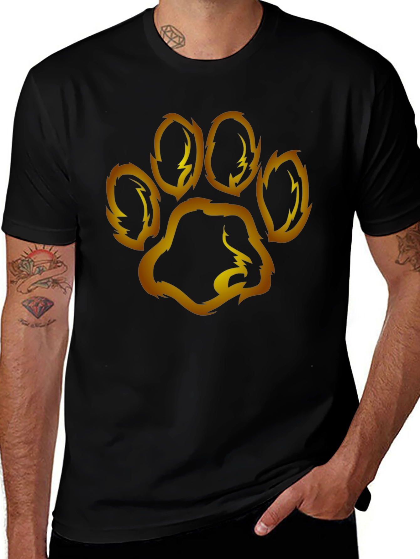 Variant 8 of Paw Print Graphic Tee - Men's Black T-Shirt