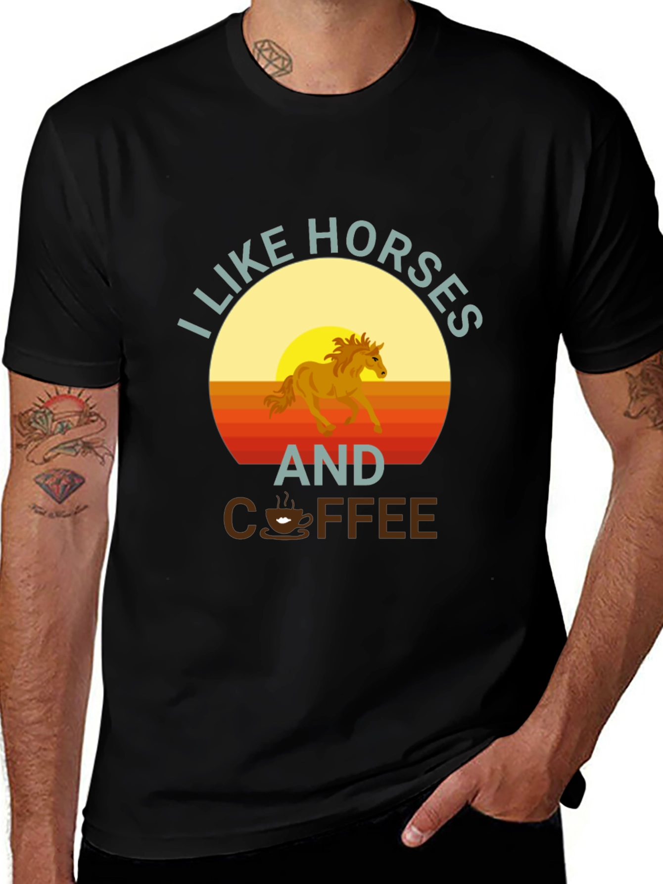 Variant 11 of I Like Horses and Coffee Graphic T-Shirt