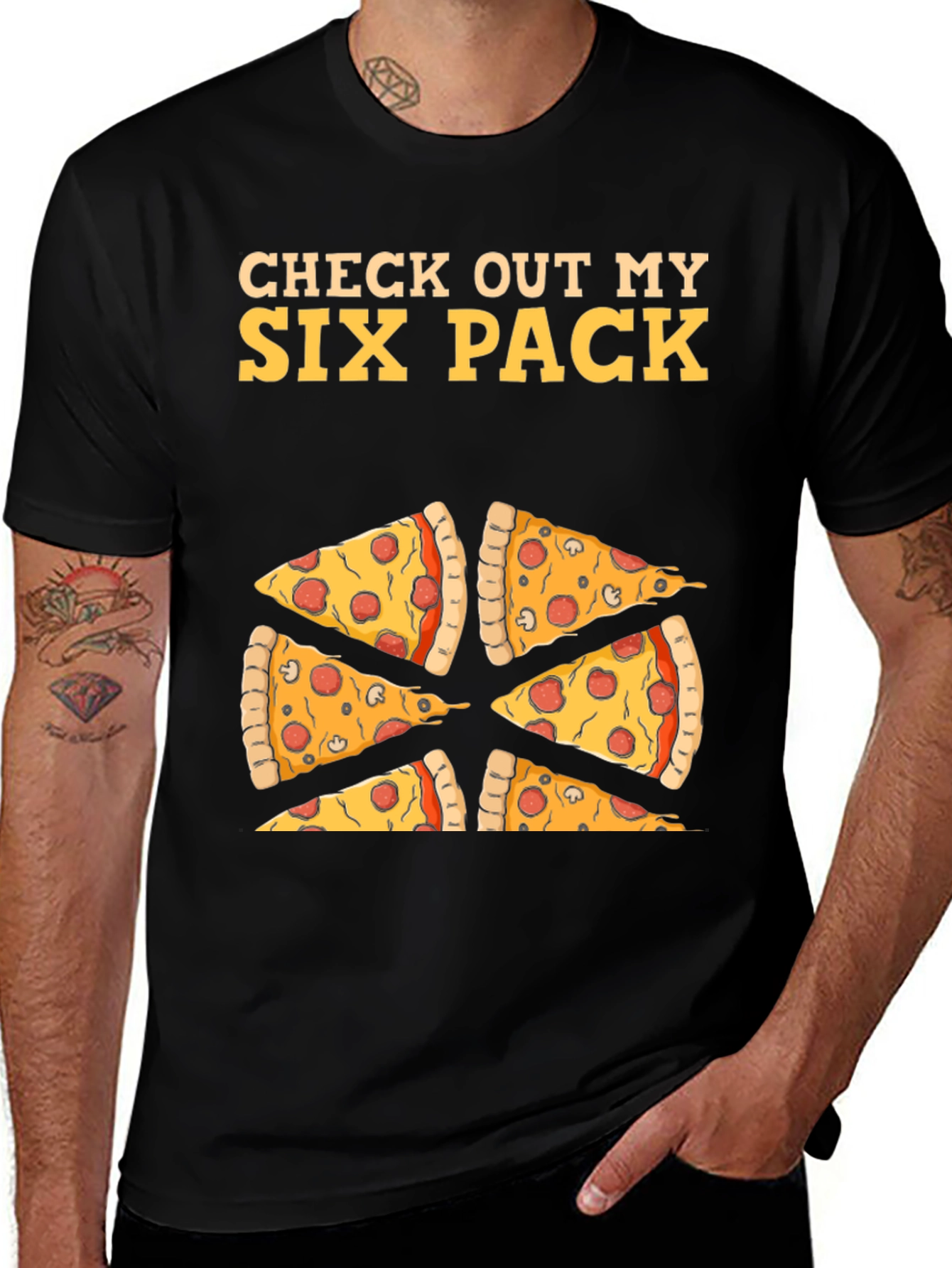 Variant 13 of Pizza Six Pack T-Shirt - Funny Graphic Tee